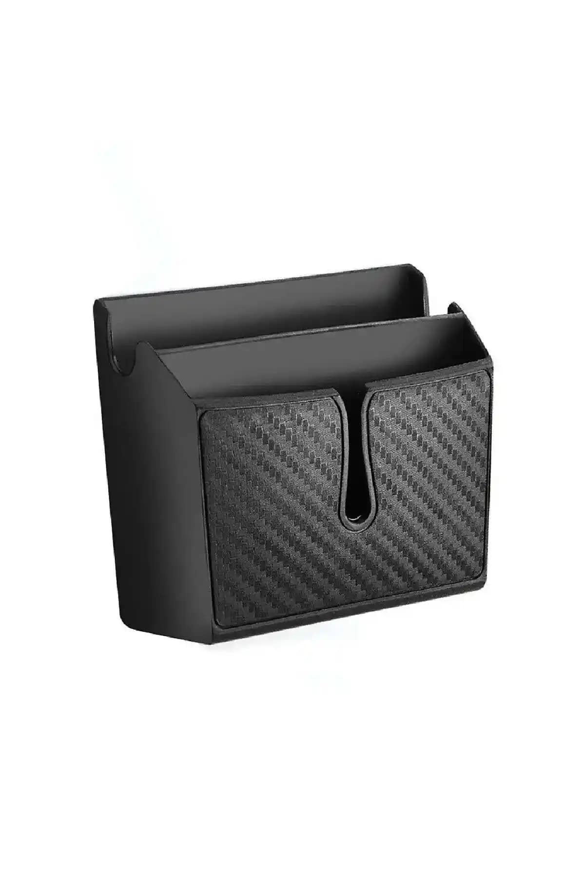 FRT Ottoman Araç İçi Çift Bölmeli Karbon Desenli Yapışkanlı Ceplik Organizer – Evrensel