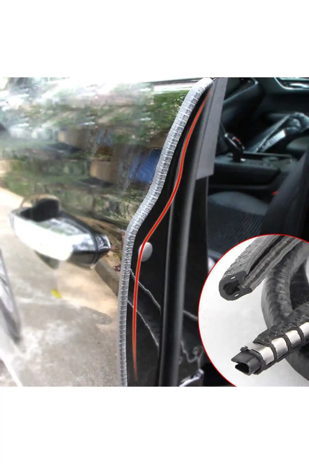 Güçlas Araba Kapı Kenar Oto Kapı Koruyucu Saçlı Fitil Siyah - Esnek ve 1 Metre