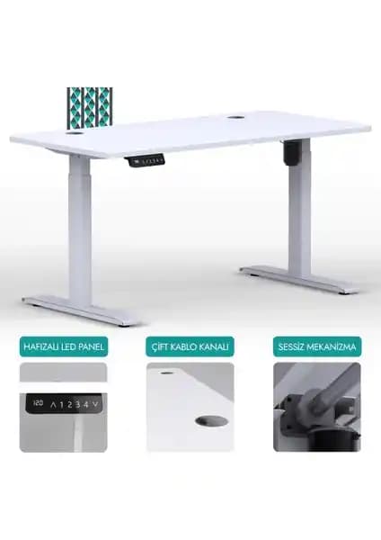 Karr Office O-Flex Tek Motorlu Elektrikli Yükseklik Ayarlı Masa 180x80 Beyaz - Ergonomik