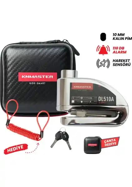 KNMASTER DL510A: 10 mm Alarmlı Disk Kilidi ile Motosiklet Güvenliği İçin Pratik Çözüm