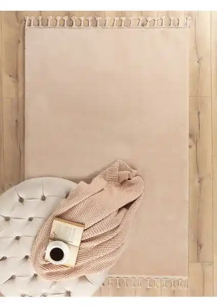 Madame Coco Carol Saçaklı Halı Vizon 120x180 cm – Yumuşak Dokulu ve Kaymaz Tabanlı