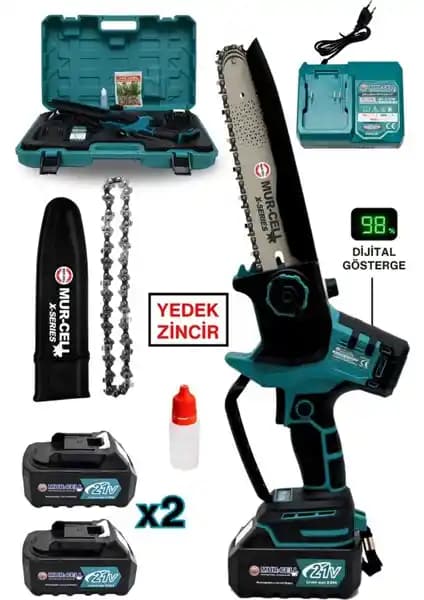 Mur-Cell MUR-9108 Kömürsüz Otomatik Yağlamalı Göstergeli Dal Budama Testeresi 21V 3A