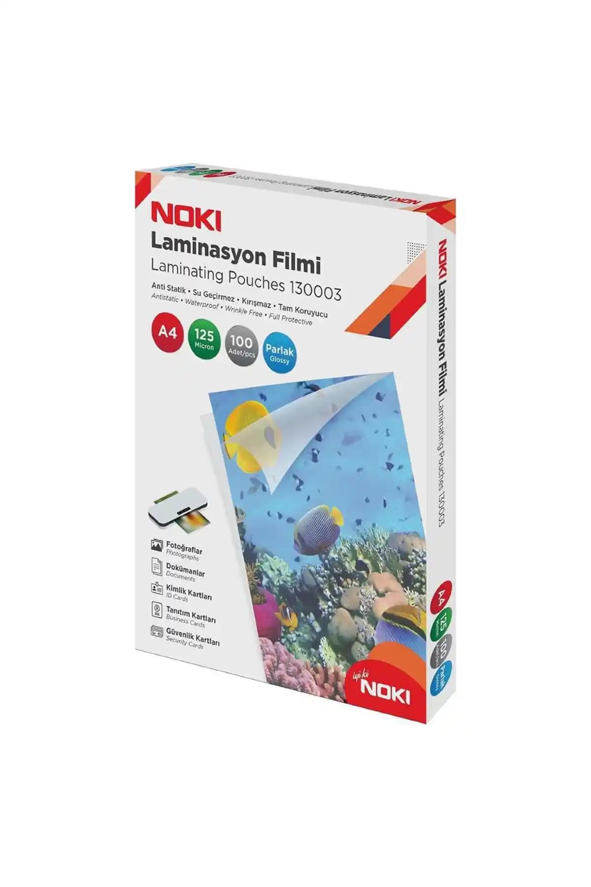 Noki Laminasyon Filmi 100 Mikron A4, 100 Adet: Dayanaklı, Şeffaf ve Parlak Kaplama