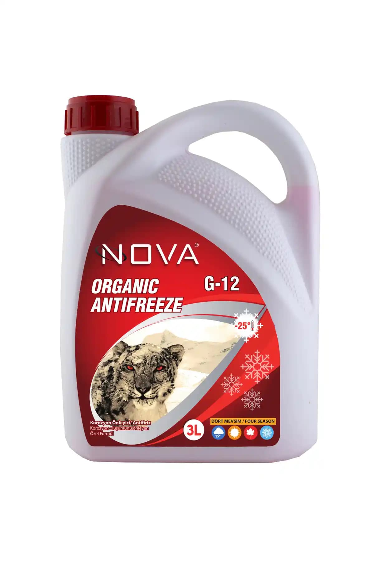 Nova -25 Derece Organik Kırmızı Antifriz 3 Litre: Hazır Kullanıma Uygun Korozyon Önleyici