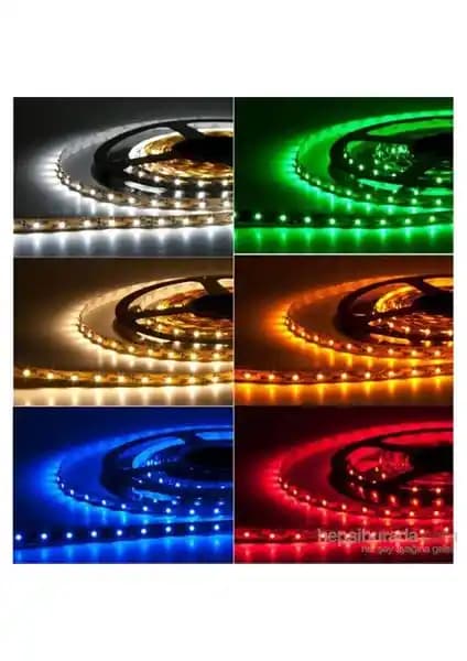 Tellini İç Mekan Şerit LED 5m Sarı 3200K, 12V DC, Tek Çipli Silikonsuz İç Mekan İçin