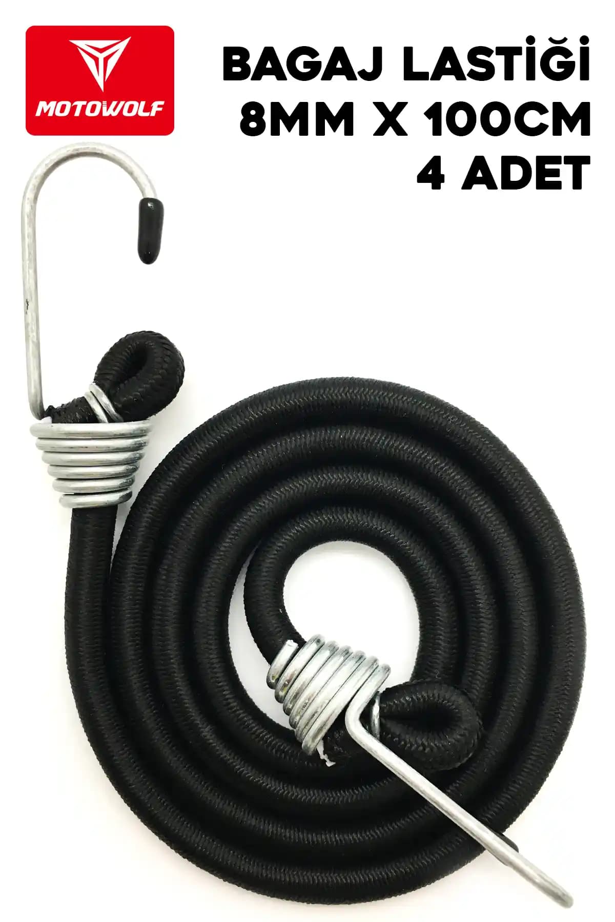 TIGERLOCK Kancalı Bagaj Lastiği Seti - 4 Adet, 100 cm, 8 mm, 20 kg Kapasite, Türkiye Yapımı