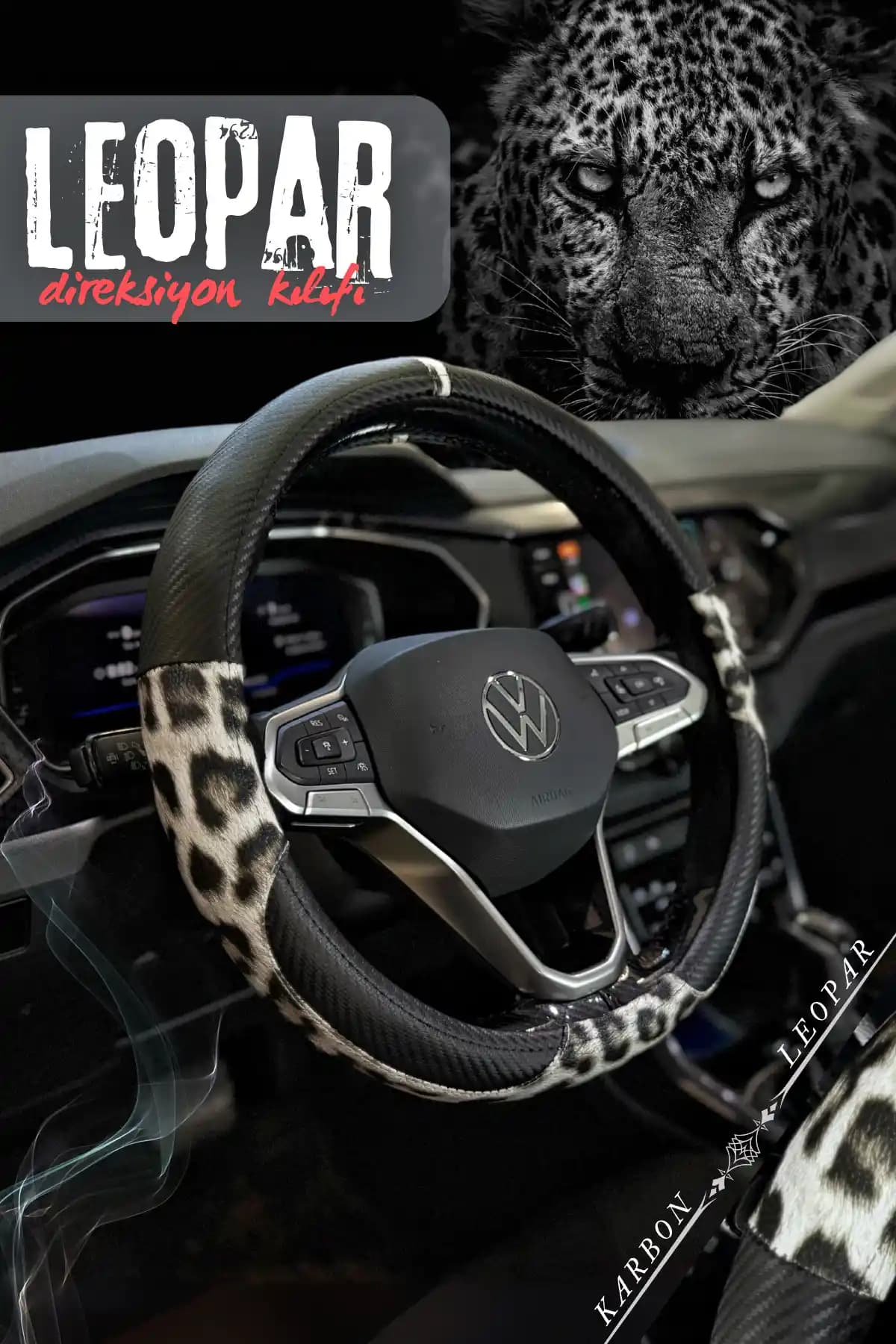 Tüm Araçlara Uyumlu Geçmeli Karbon Leopar Direksiyon Kılıfı: Estetik ve Konfor
