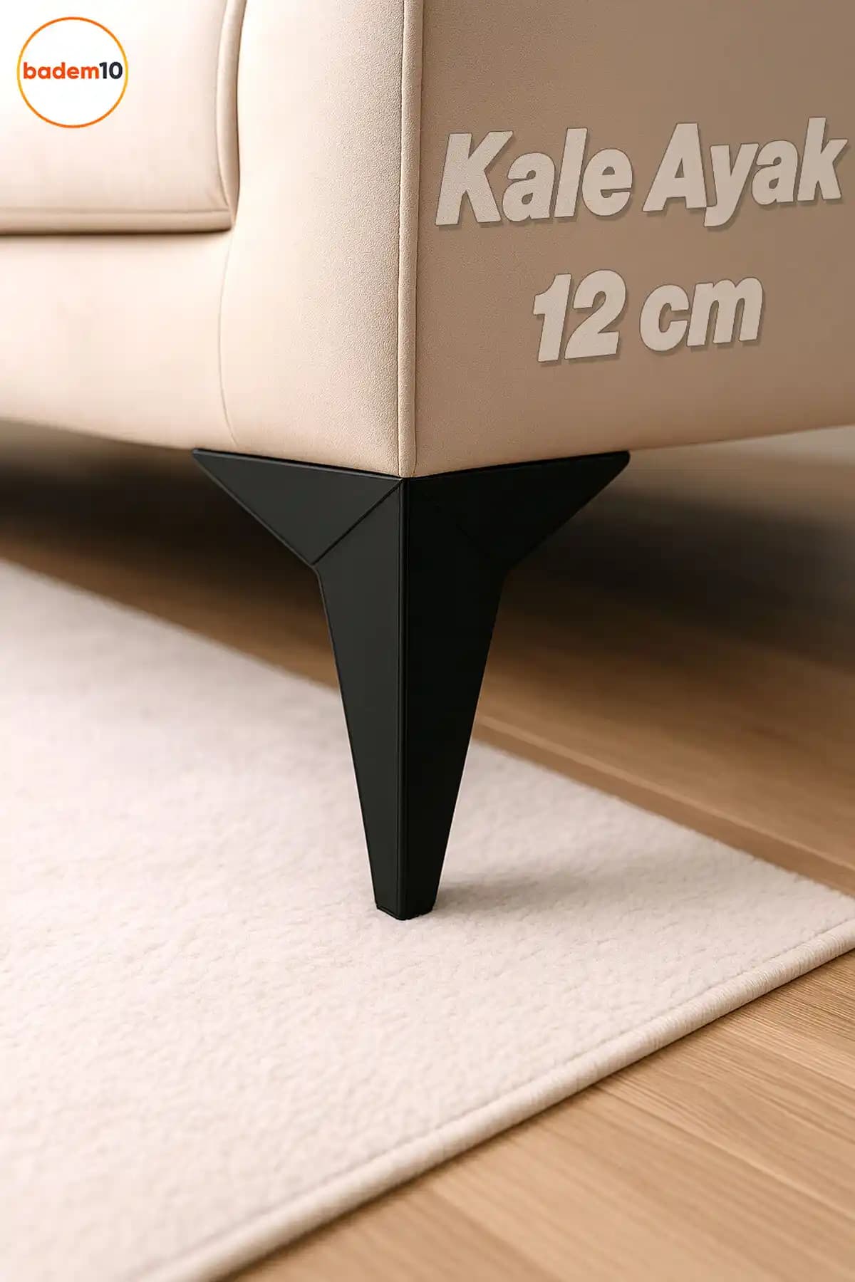 Türkiye Menşeli Siyah Plastik Yükseltici Ayak 12 cm - Tekli Paket, Mobilya Ayakları