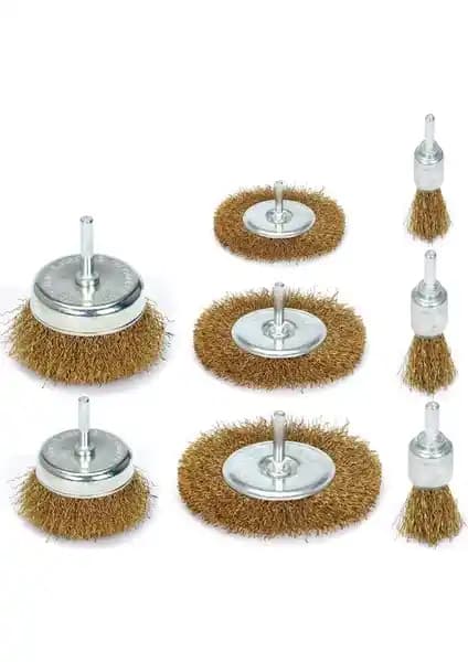 UGR 8li Pimli Kalem Çanak Daire Tel Fırça Takımı: Pas Yağ Boya İzleri için Çok Yönlü Yüzey Temizliği