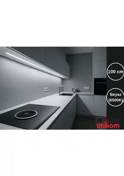 Unikom Mutfak Tezgah Altı Dekoratif LED Aydınlatma Armatürü 100 cm, Beyaz Renk
