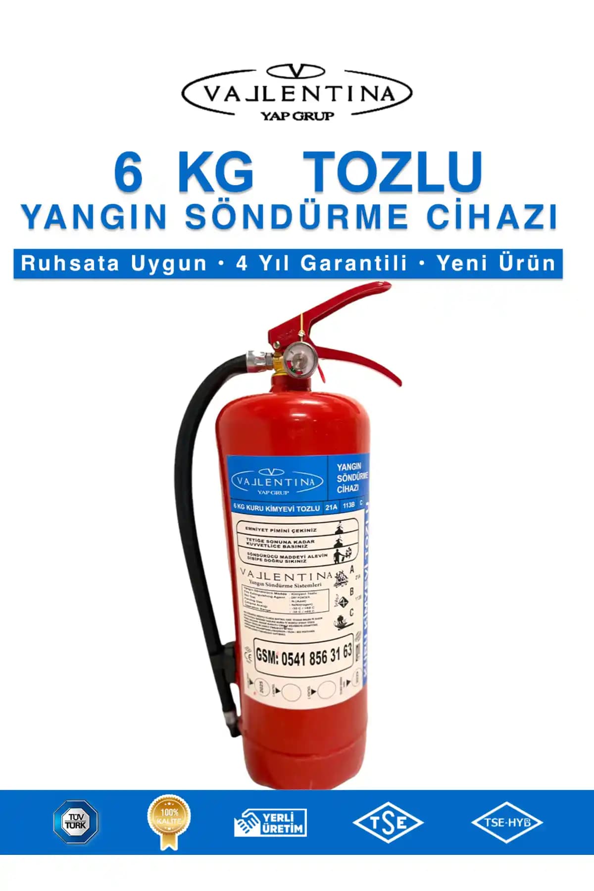 VALLENTİNA 6 Kg Kuru Kimyevi Tozlu Yangın Söndürücü: Özellikler, Uyum ve Kullanım Analizi