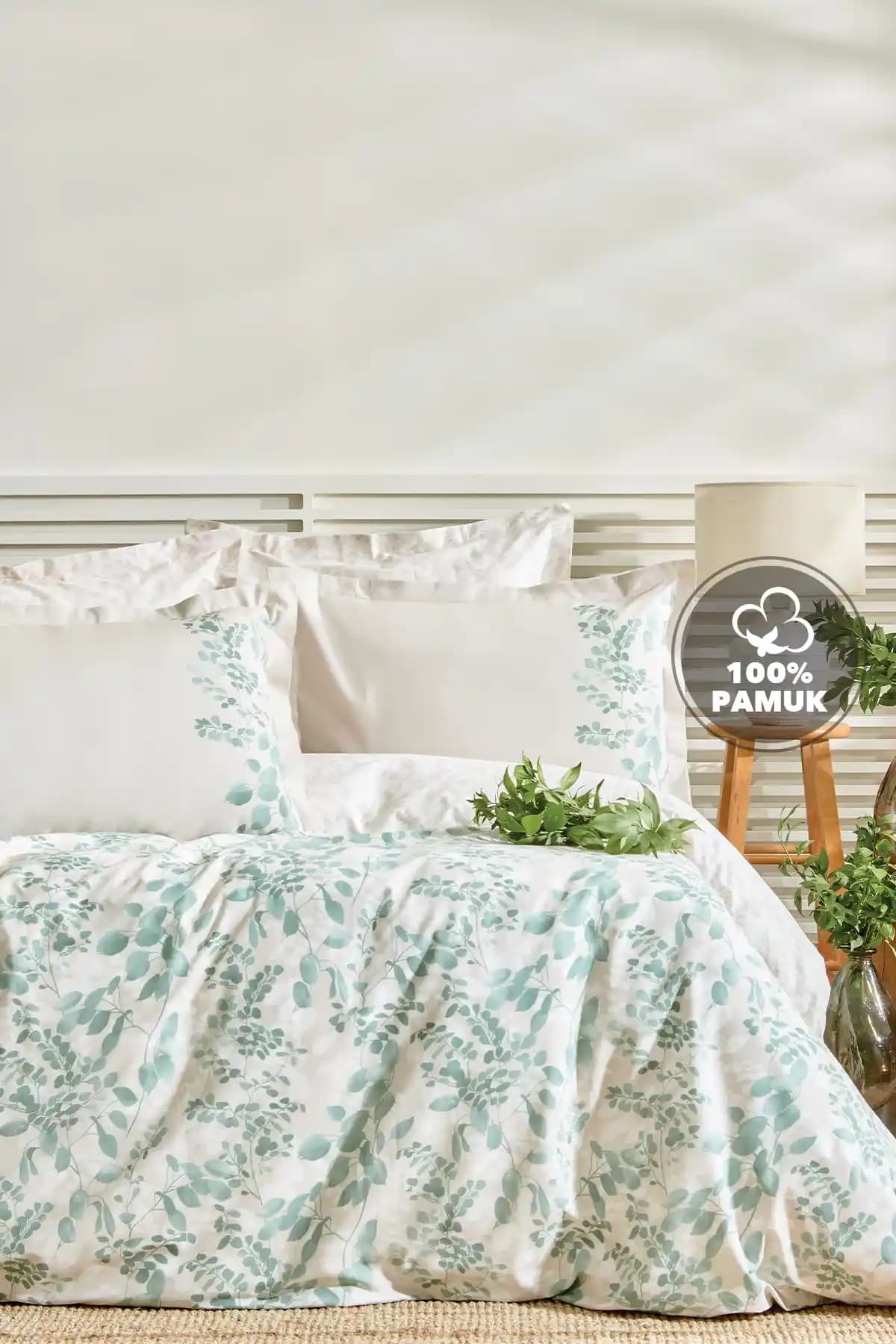 Yataş Lidia Adaçayı Ranforce Nevresim Seti – Çift Kişilik 200x220 cm, 3 Parça