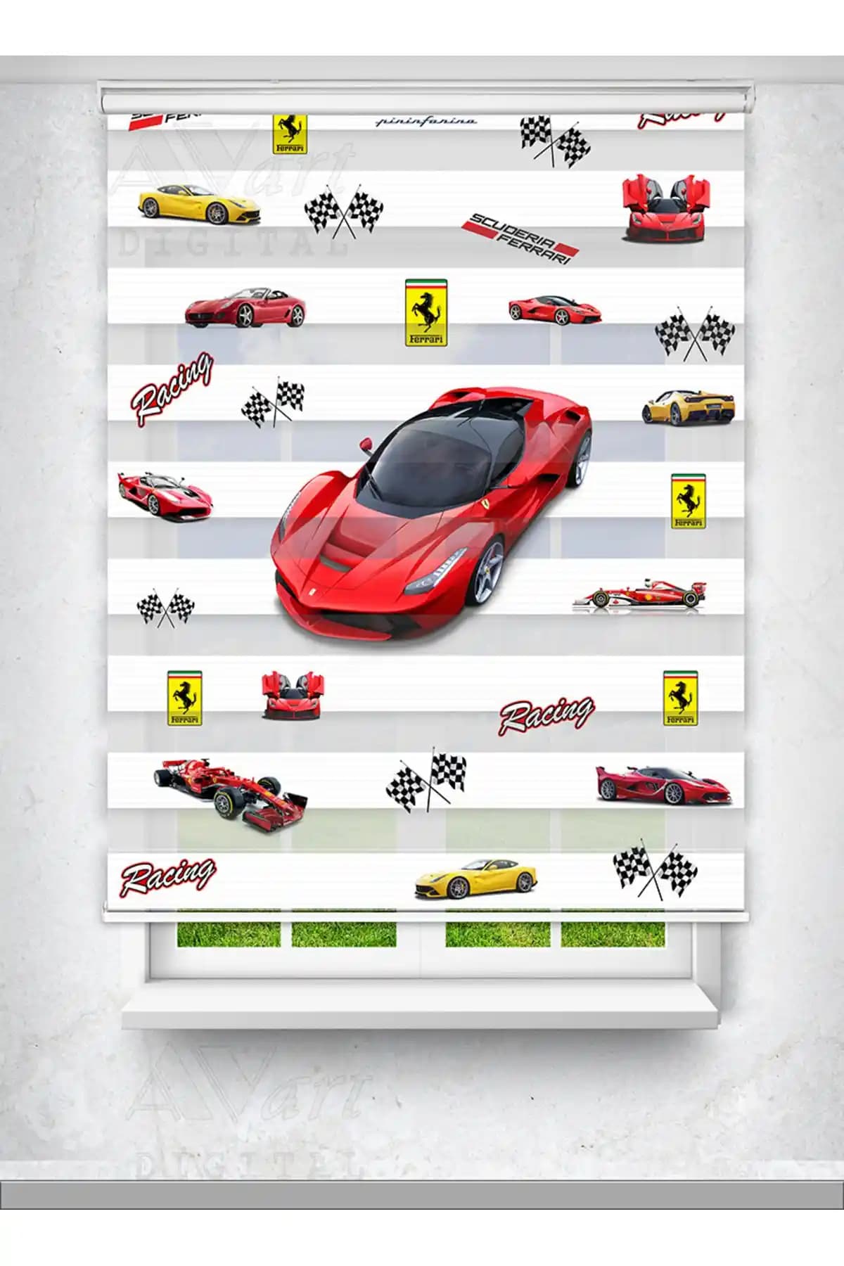 Avart Digital Ferrari Arabalı Çocuk Odası Perdesi: Şık ve Fonksiyonel Tasarım Özellikleri