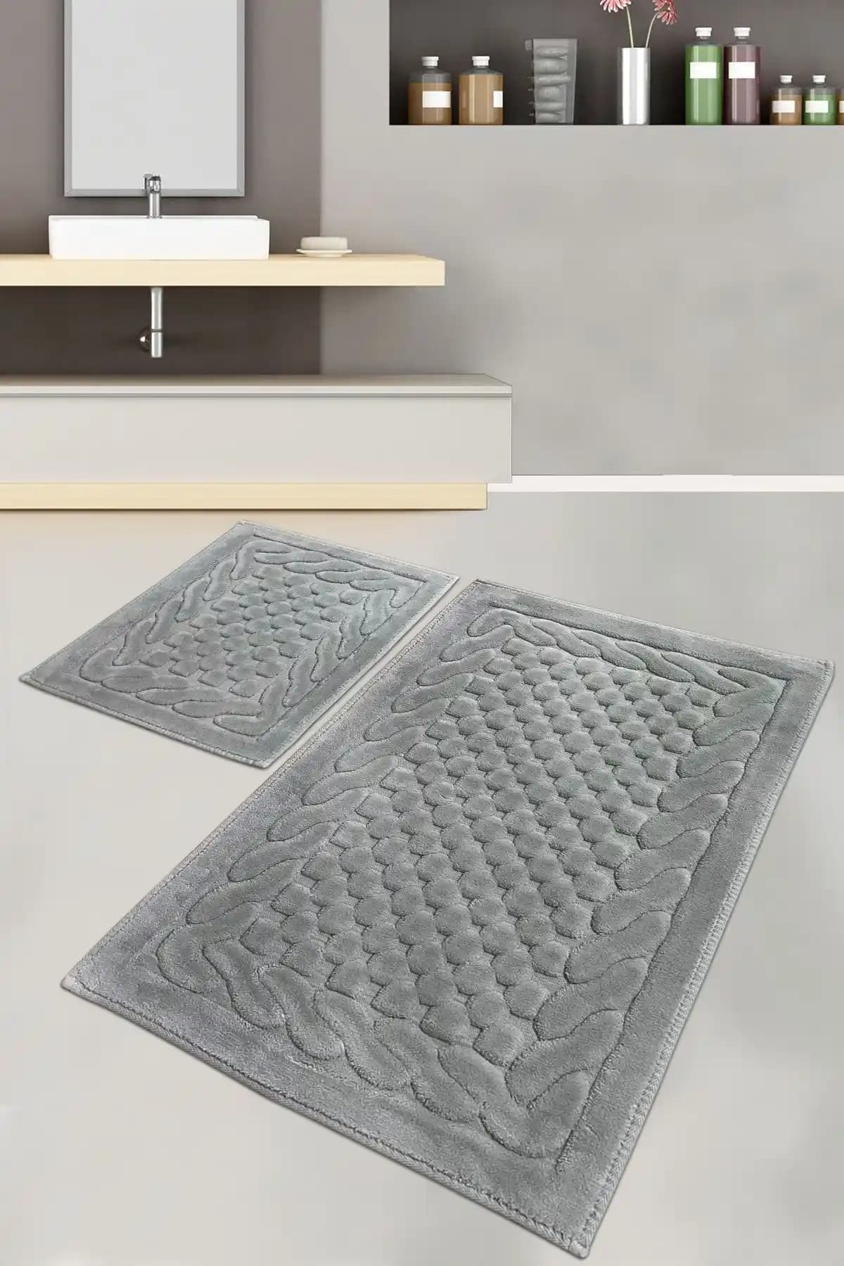 Chilai Home BAMBİ COTTON GRİ 2'li Set: Konfor ve Şıklık Sunan Modern Banyo Aksesuarları