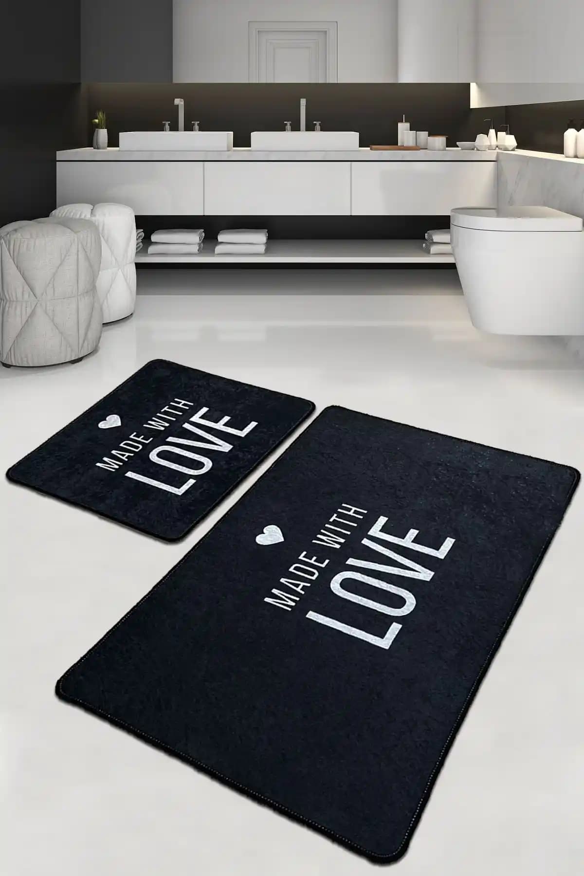 Chilai Home Con Amore Banyo Halısı 2'li Set: Modern ve Güvenli Banyo Dekorasyonu İçin