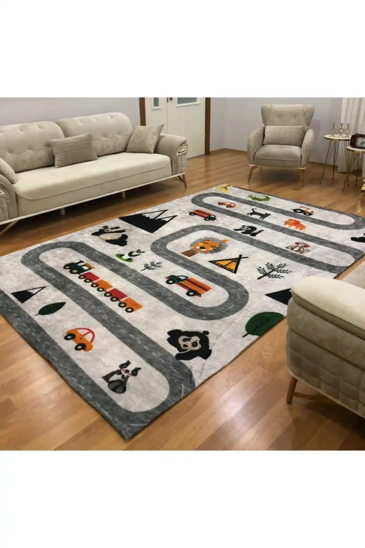 Çocuk Odası İçin Kadifemsi Lastikli Halı Örtüsü Güvenli ve Şık Tasarım