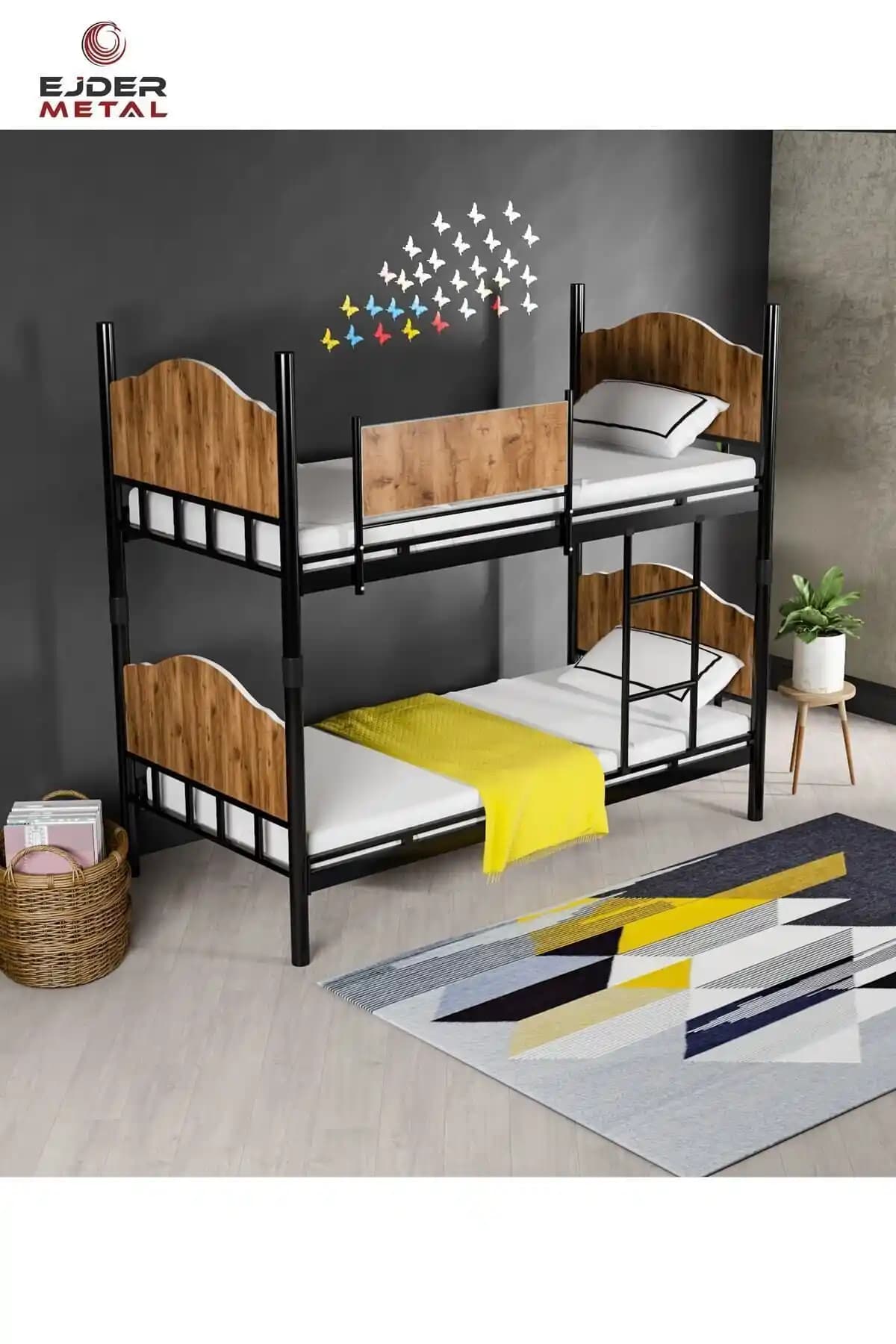 Ejder Metal Ahşaplı Ranza: Modern ve Dayanıklı Çift Kişilik Yatak Çözümü