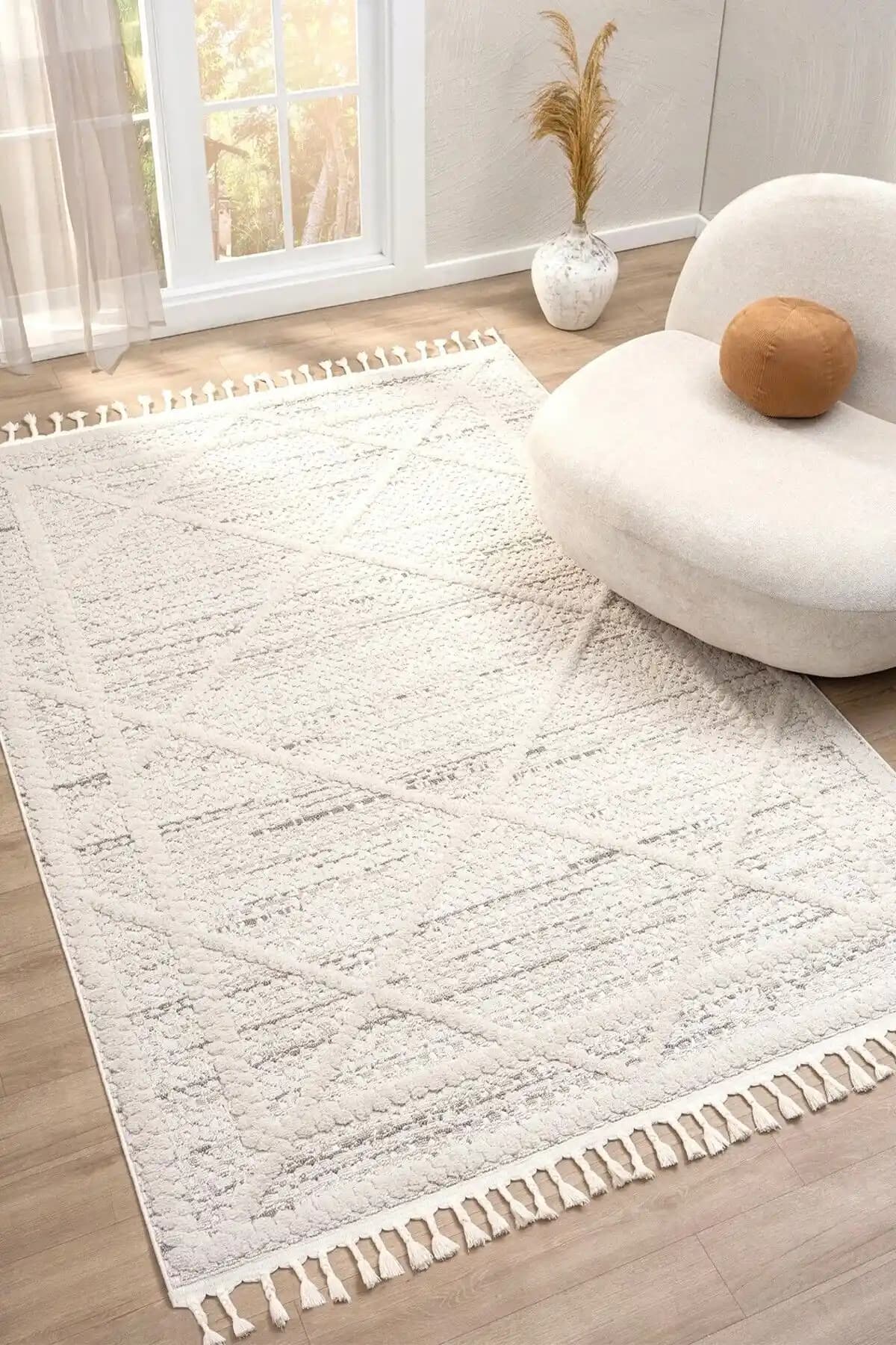 Eliz Home Krem Gri Halı: Modern ve Şık Tasarımıyla Dekorasyonunuza Zarif Dokunuşlar