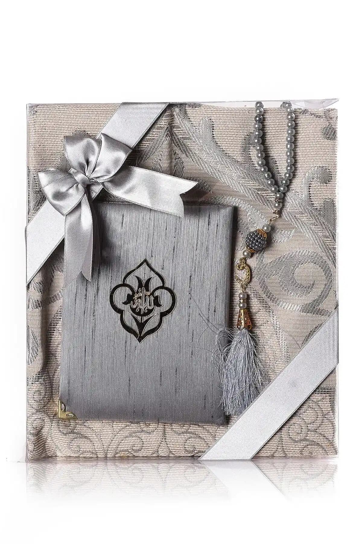 İkrahac Kare Seti Gri Renkli Dini Seccade Hafif ve Dayanıklı Tasarım