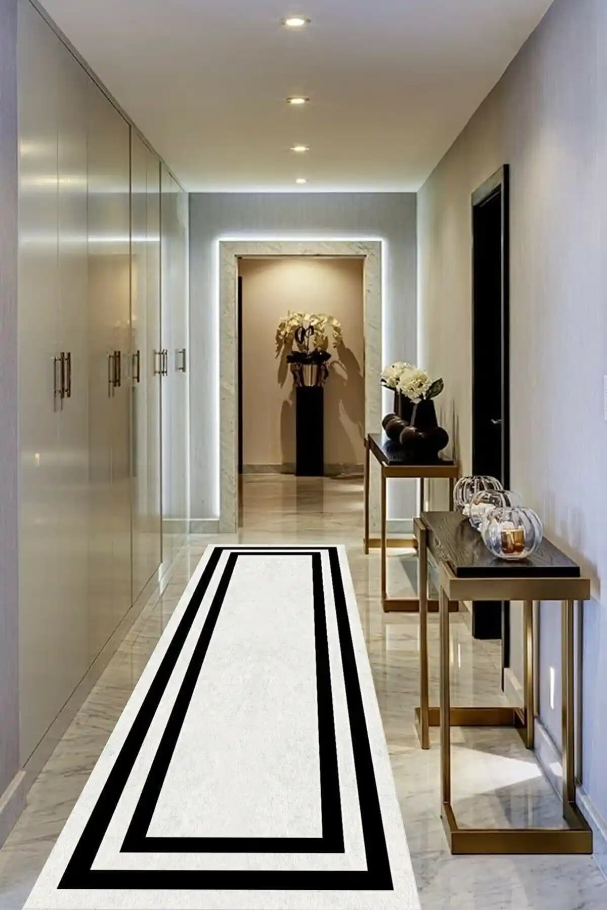 İncelikteks Modern Kaymaz Tabanlı Dijital Yıkanabilir Salon ve Yolluk Halısı