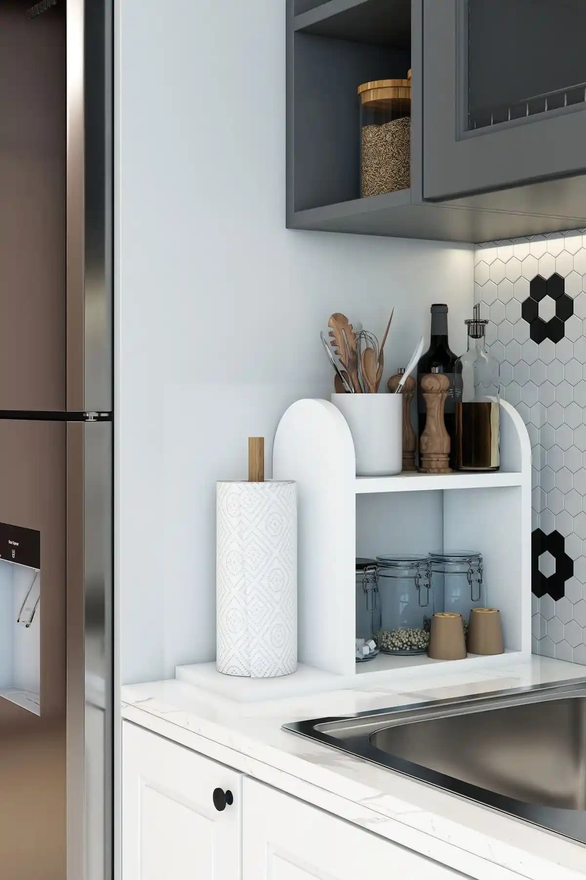 Modalanka Kağıt Havluluklu Mutfak Rafı Modern Tasarım ve Dayanıklılık Özellikleri