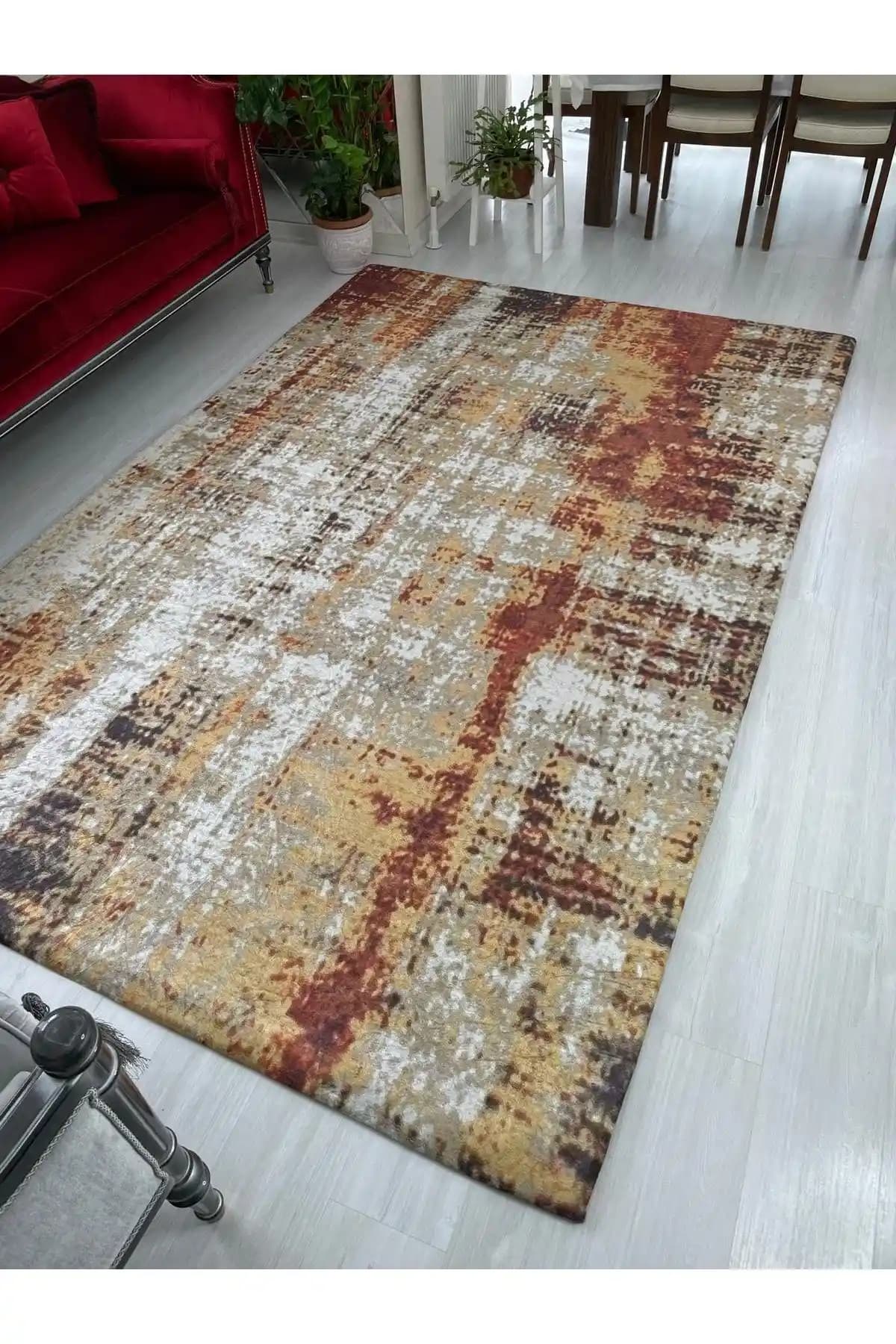 Modern ve Dayanıklı Kadife Halı Örtüsü Bordo Jet Modeli 200x300 cm