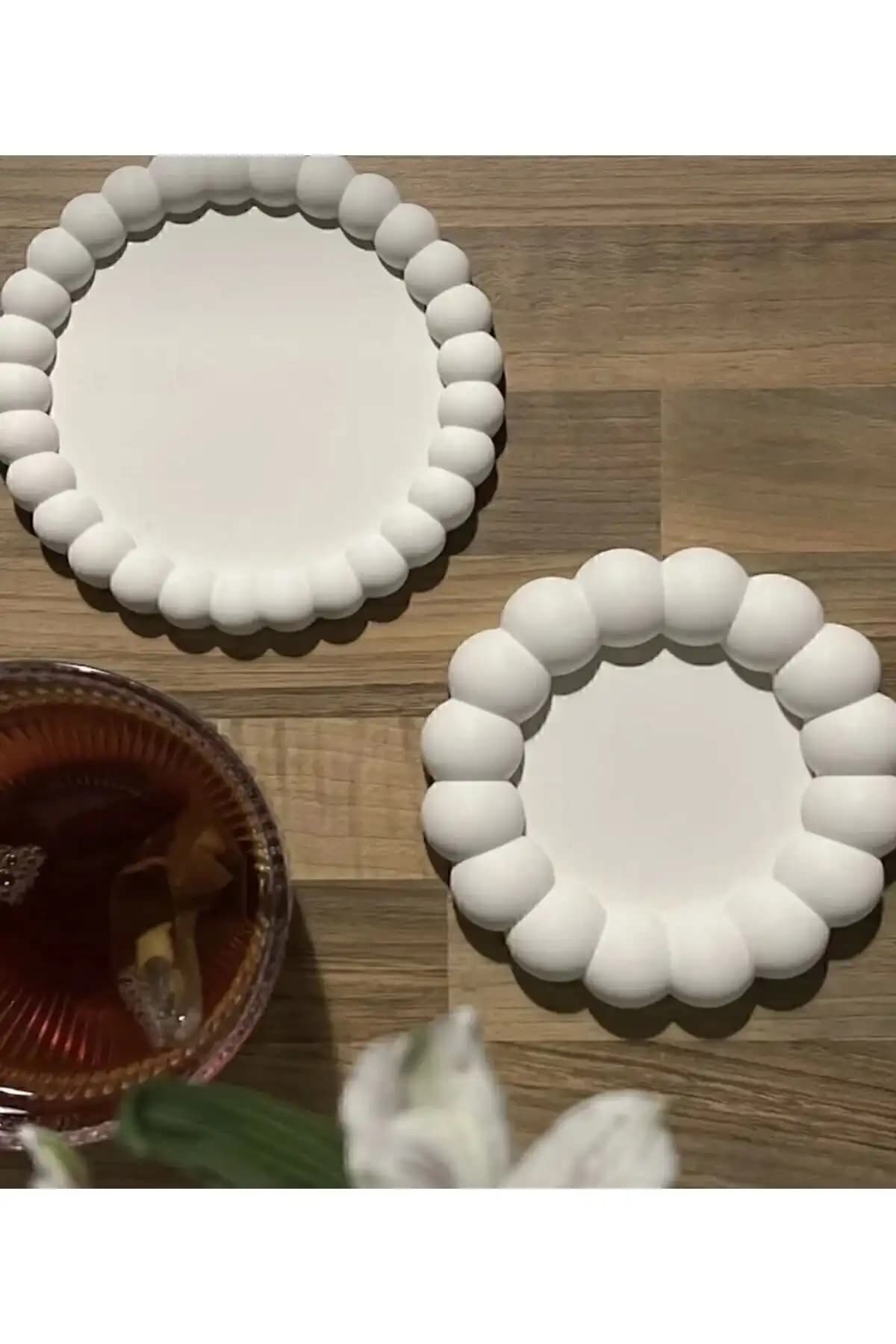 Modern ve Dekoratif Beton Takı ve Bardak Altlığı Seti 2'li