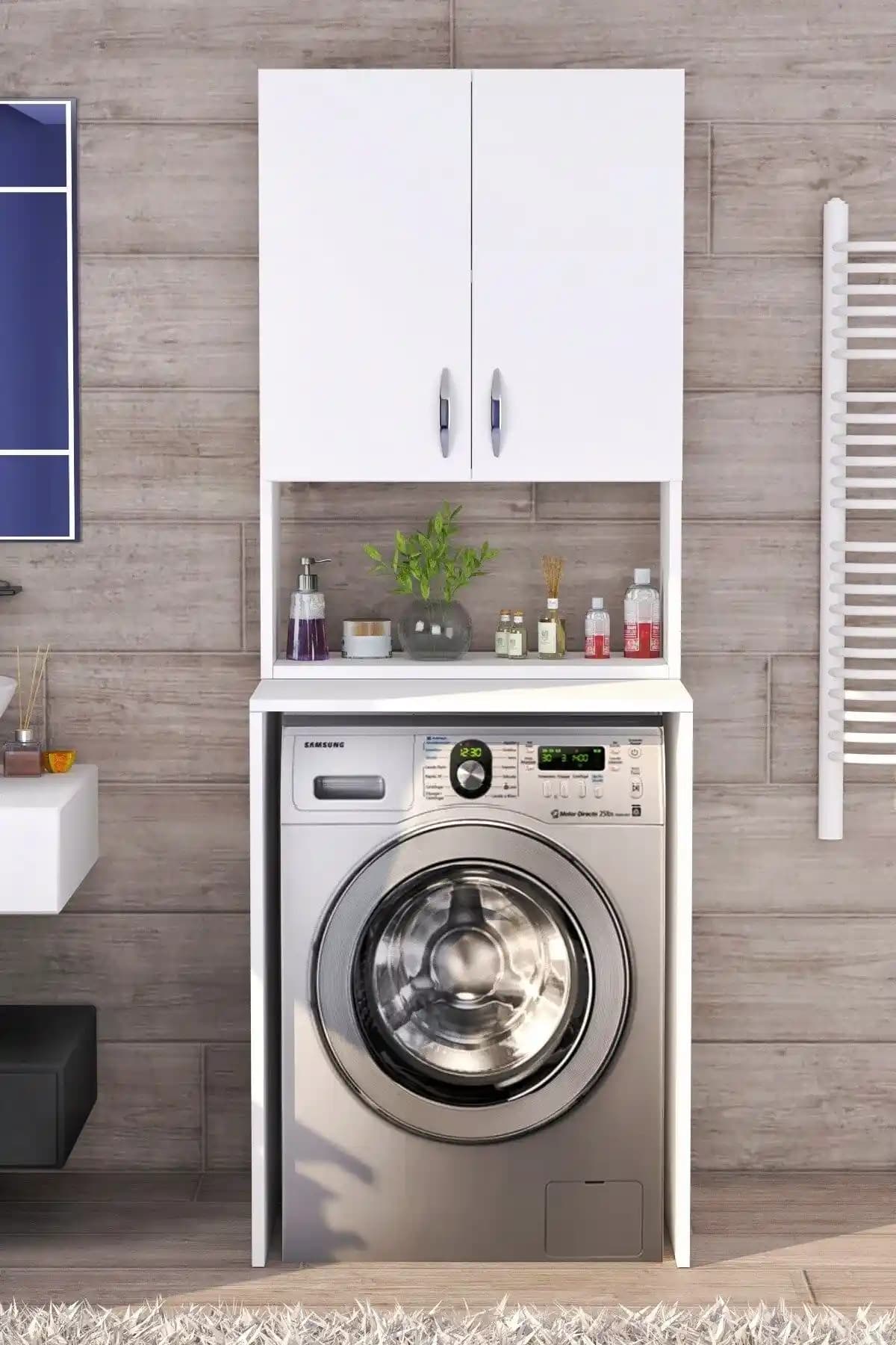 Moonlife Üst Dolaplı Çok Amaçlı Çamaşır Makinesi Dolabı Modern ve Dayanıklı Tasarım