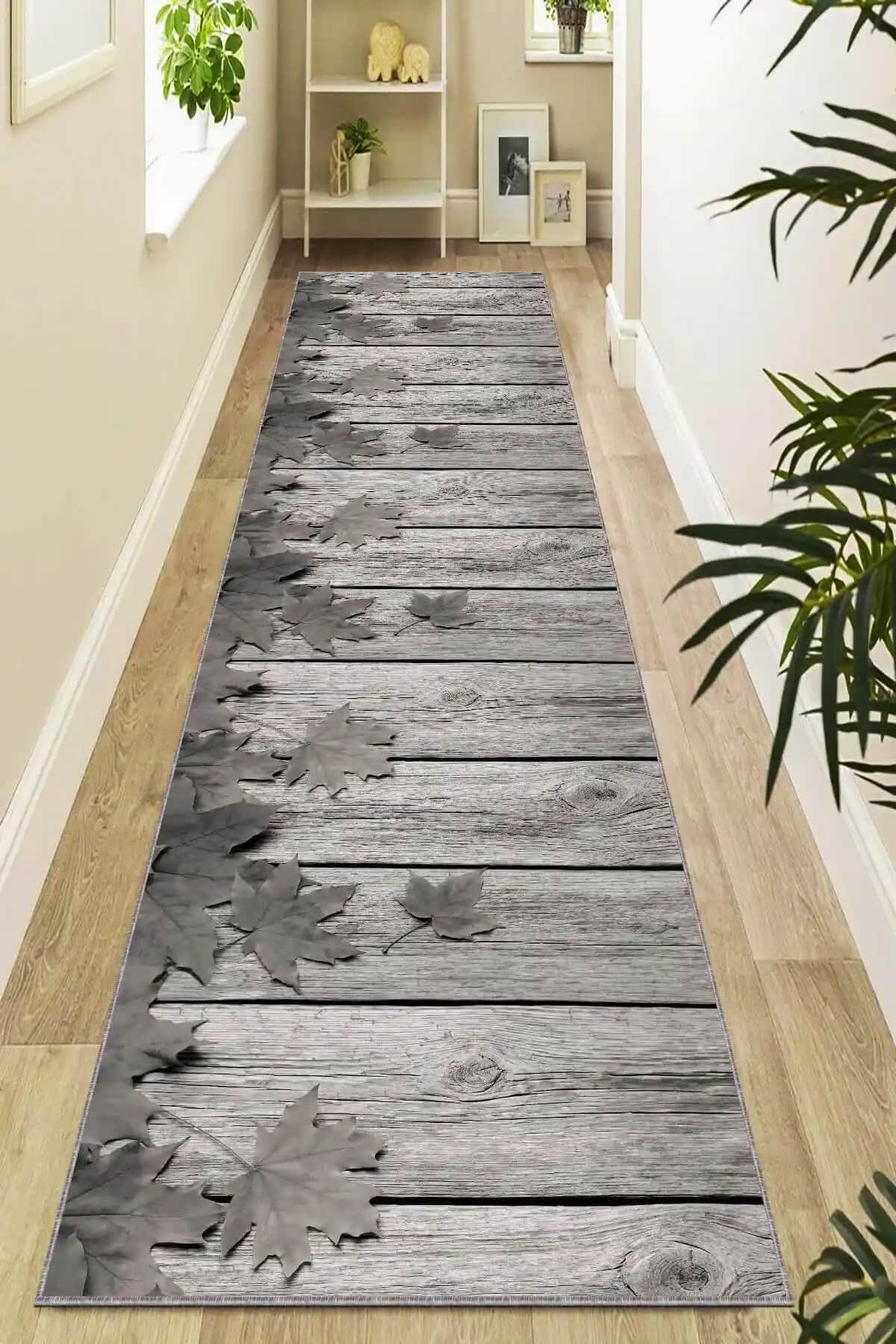 RugViva Kaymaz Tabanlı 3D Çınar Kesme Rulo Yolluk Estetik ve Dayanıklı Tasarım