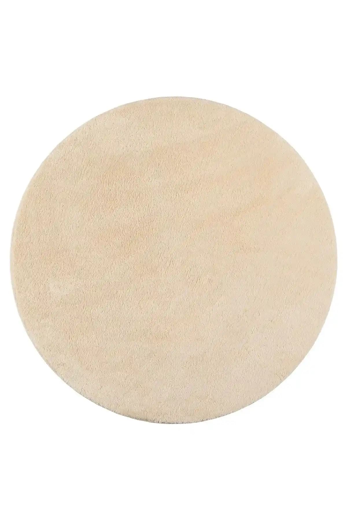 Sarar Yuvarlak Açık Bej Peluş Halı Kaymaz Taban Modern İç Mekan Dekorasyonu İçin