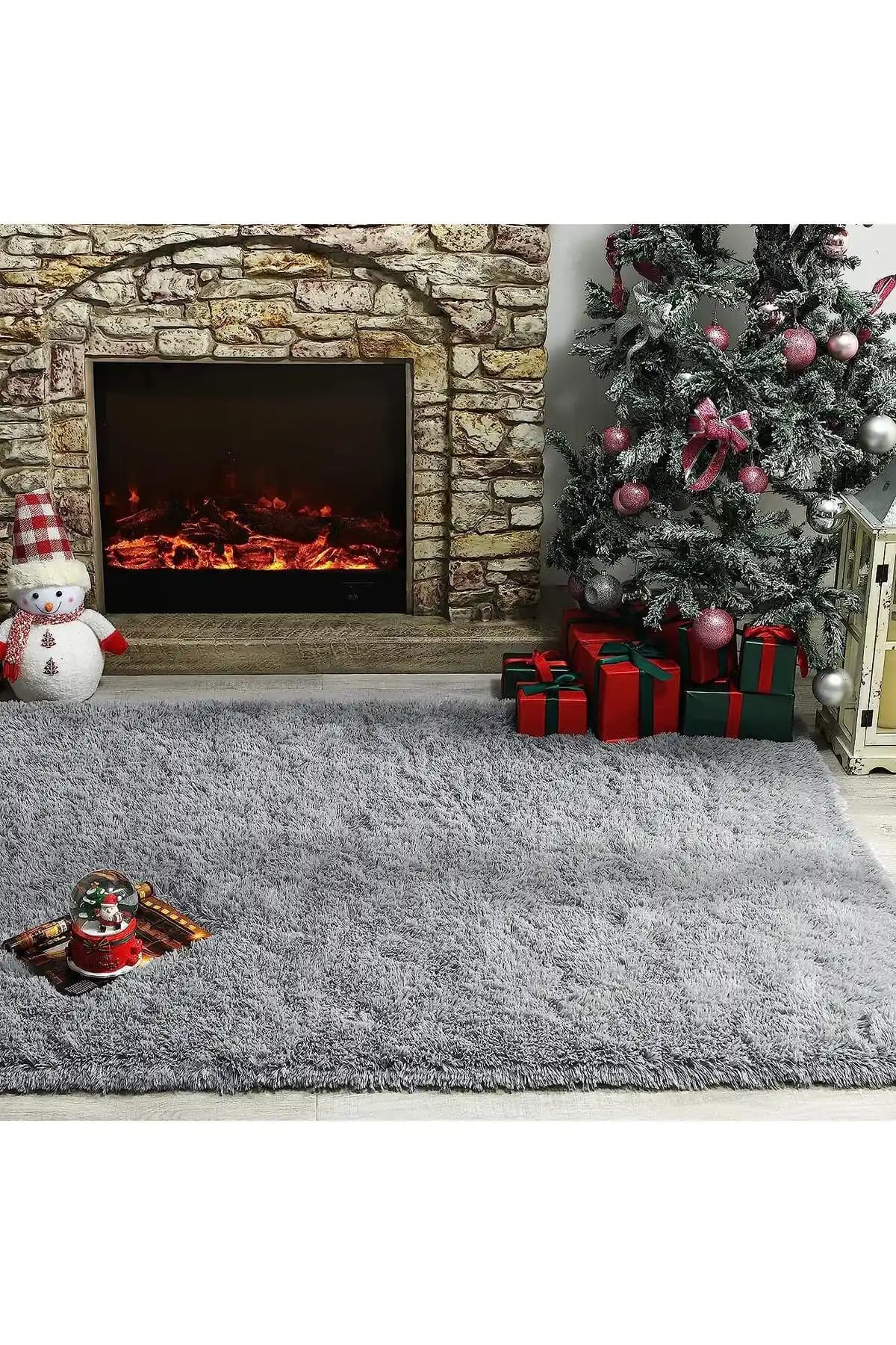 SARAZ HALI Gri Modern Yıkanabilir Kaymaz Halı Şıklık ve Fonksiyonellik Bir Arada