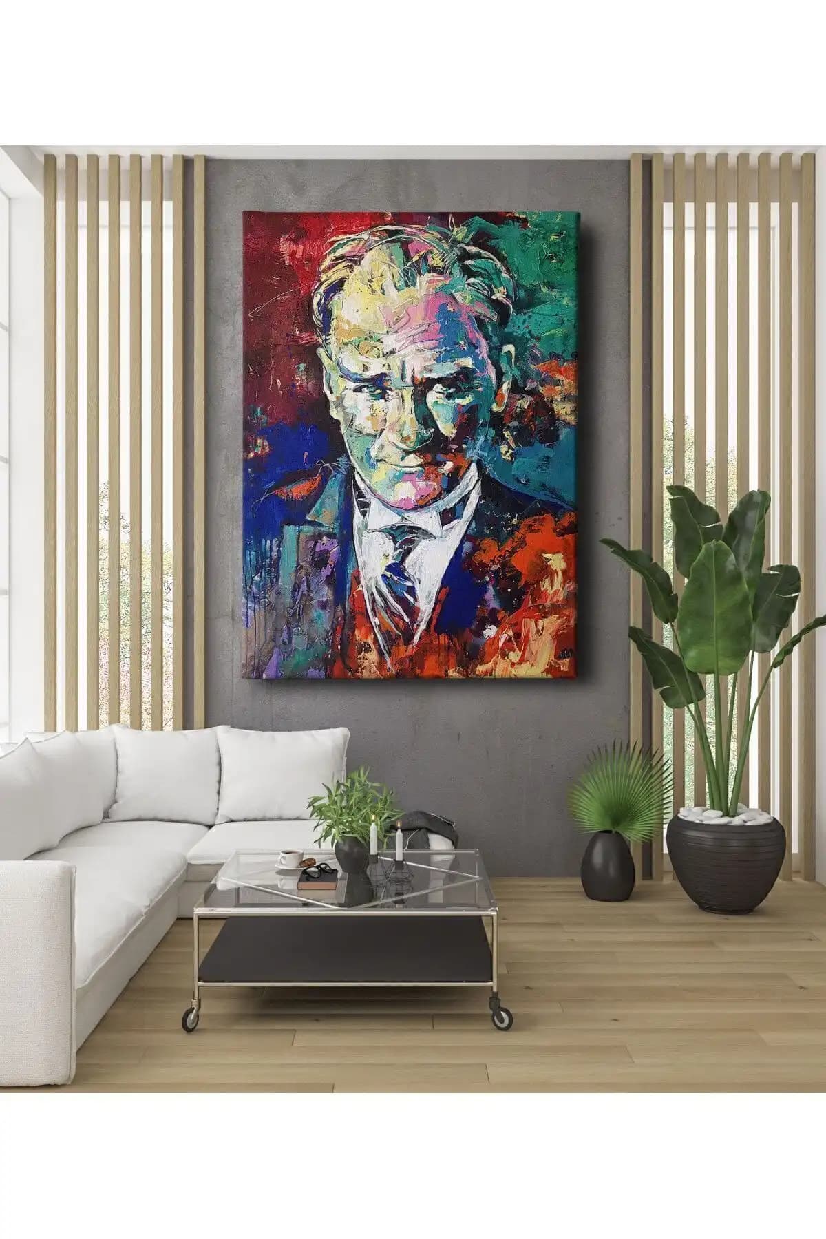 Türkiye Menşeli Mustafa Kemal Atatürk Kanvas Tablo Modern Dekoratif Sanat Eseri