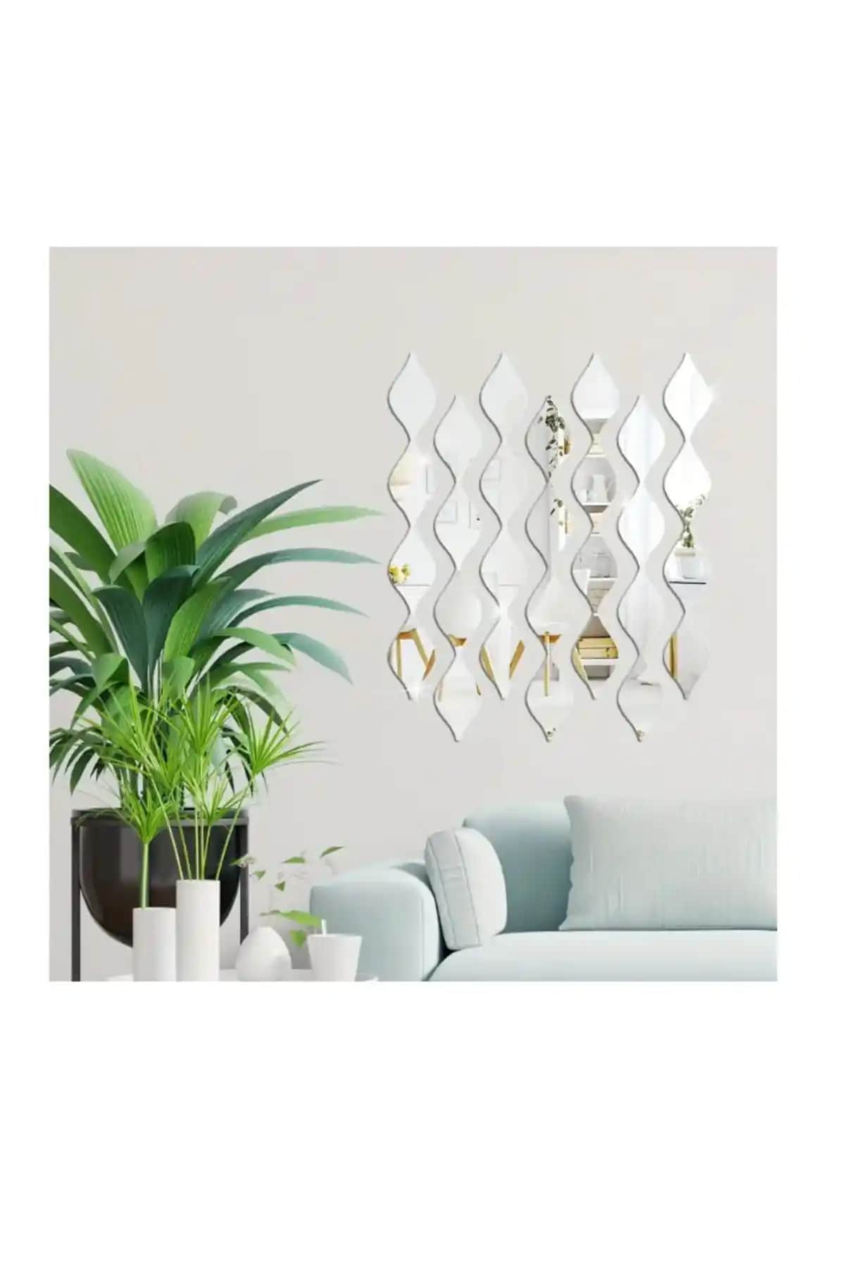 Minay Home Dekoratif Pleksi Aynalar Gümüş Renkli Geometrik Tasarım Güncel Dekorasyon