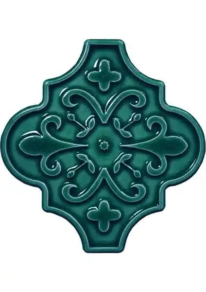 Armada Çini 12x12 Ottoman Çiçekli Arabesk Yeşil Seramik Duvar Kaplaması