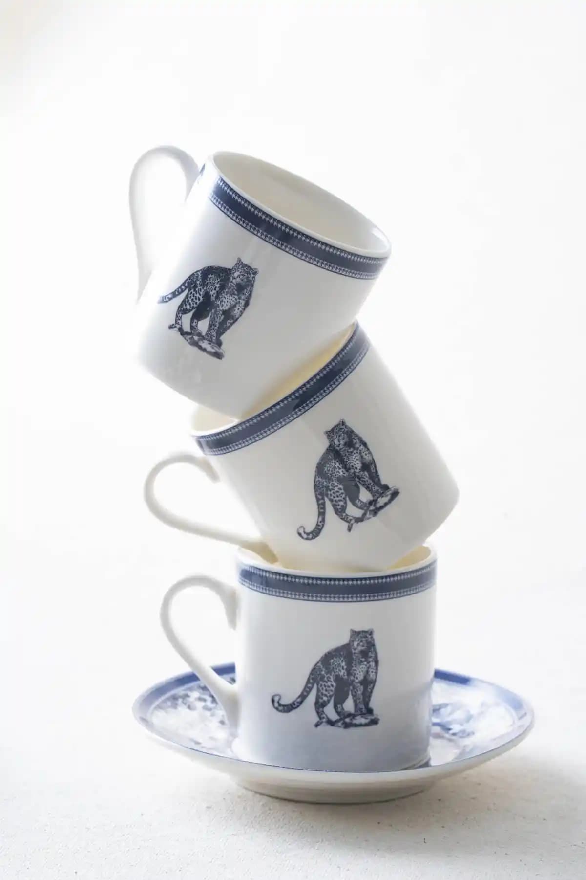 ACAR Pars 6 Kişilik 90 ml Porselen Kahve Fincanı Takımı - Modern ve Şık Tasarım