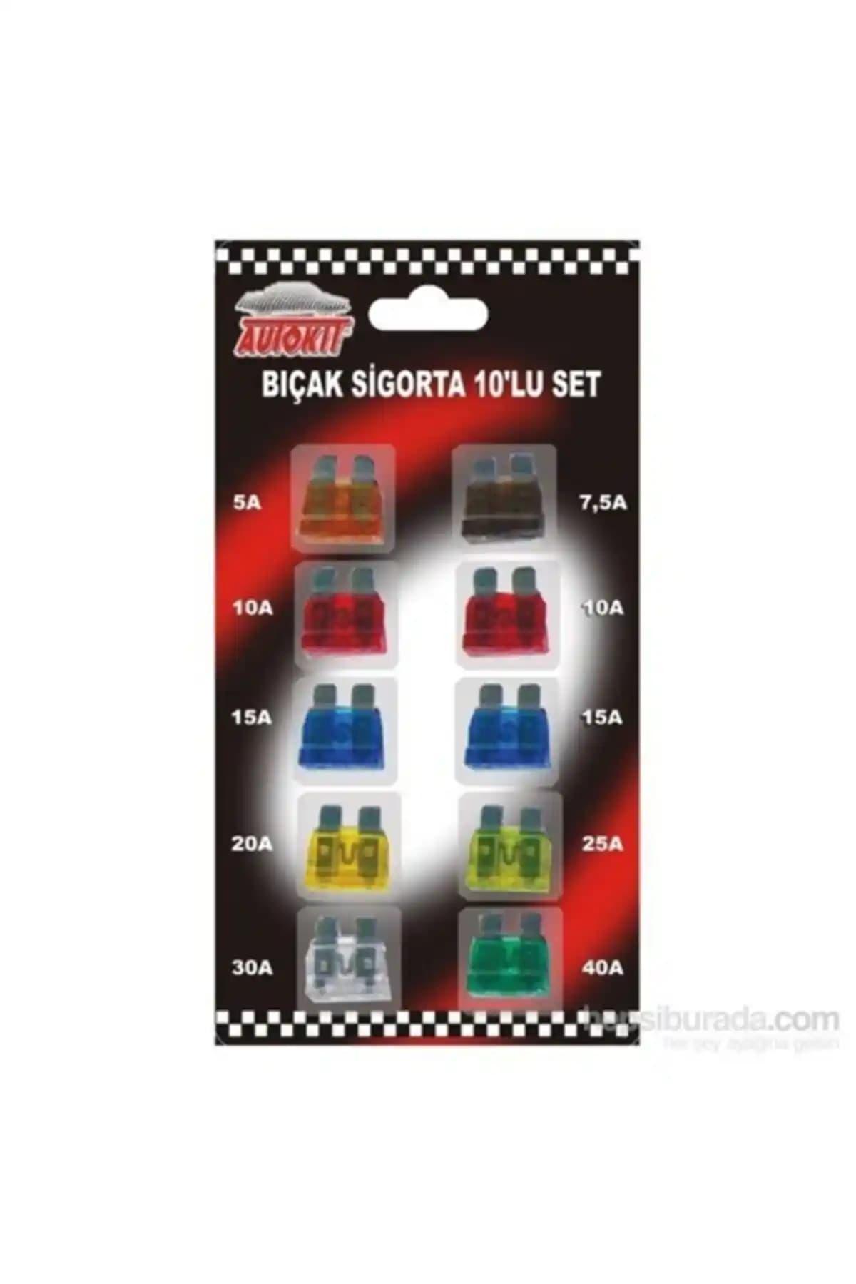 Autokit Bıçak Sigorta 10'lu Set Japon Kalitesiyle Evrensel ve Dayanıklı Araç Koruması