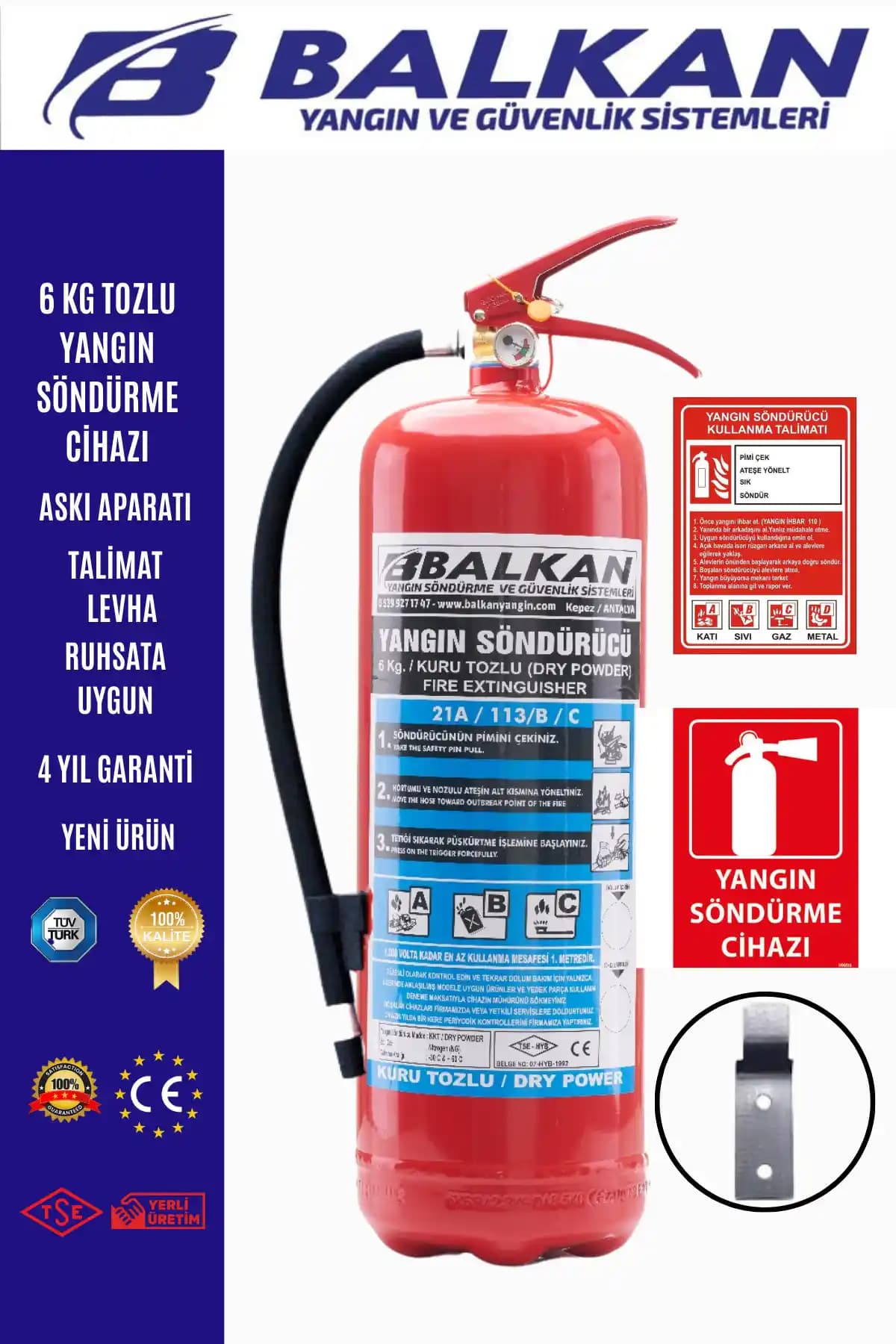 Balkan Ticaret 6 Kg Tozlu Yangın Söndürücü: Etkili ve Pratik Yangın Güvenliği Çözümü
