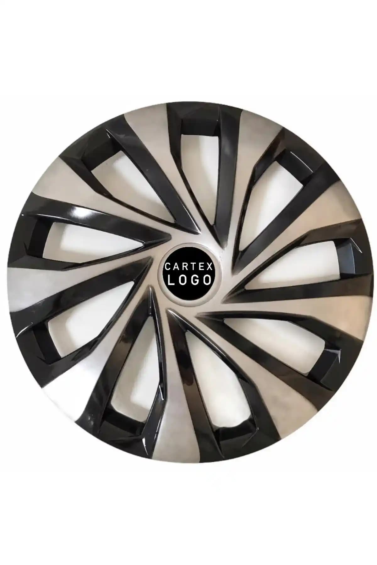 Cartex Volkswagen Polo 15'' İnç Gri-Siyah 4'lü Set Jant Kapağı Dayanıklı ve Şık Tasarım