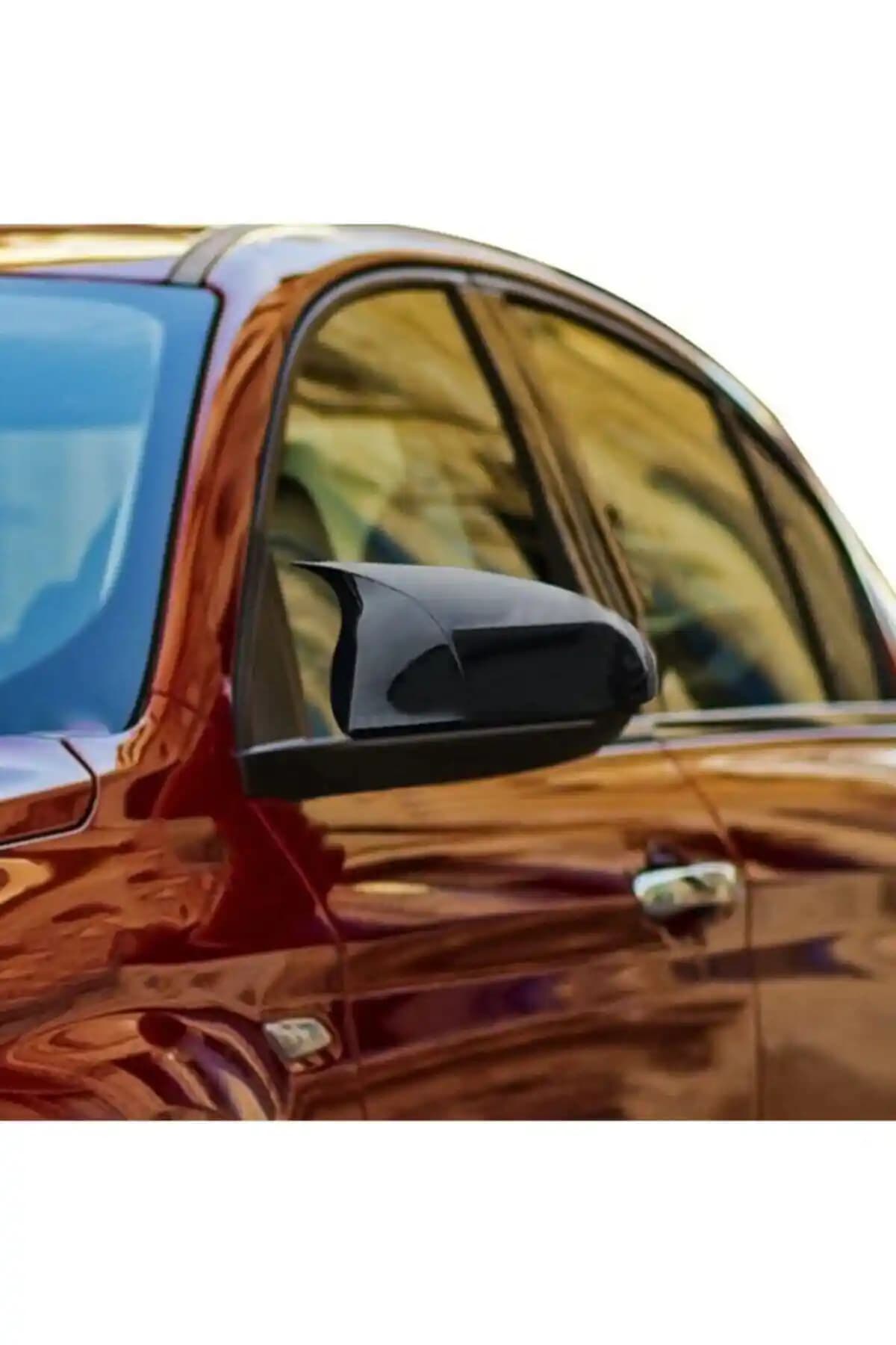 Carub Fiat Egea için Parlak Siyah Batman Yarasa Ayna Kapağı Seti - Şık ve Dayanıklı