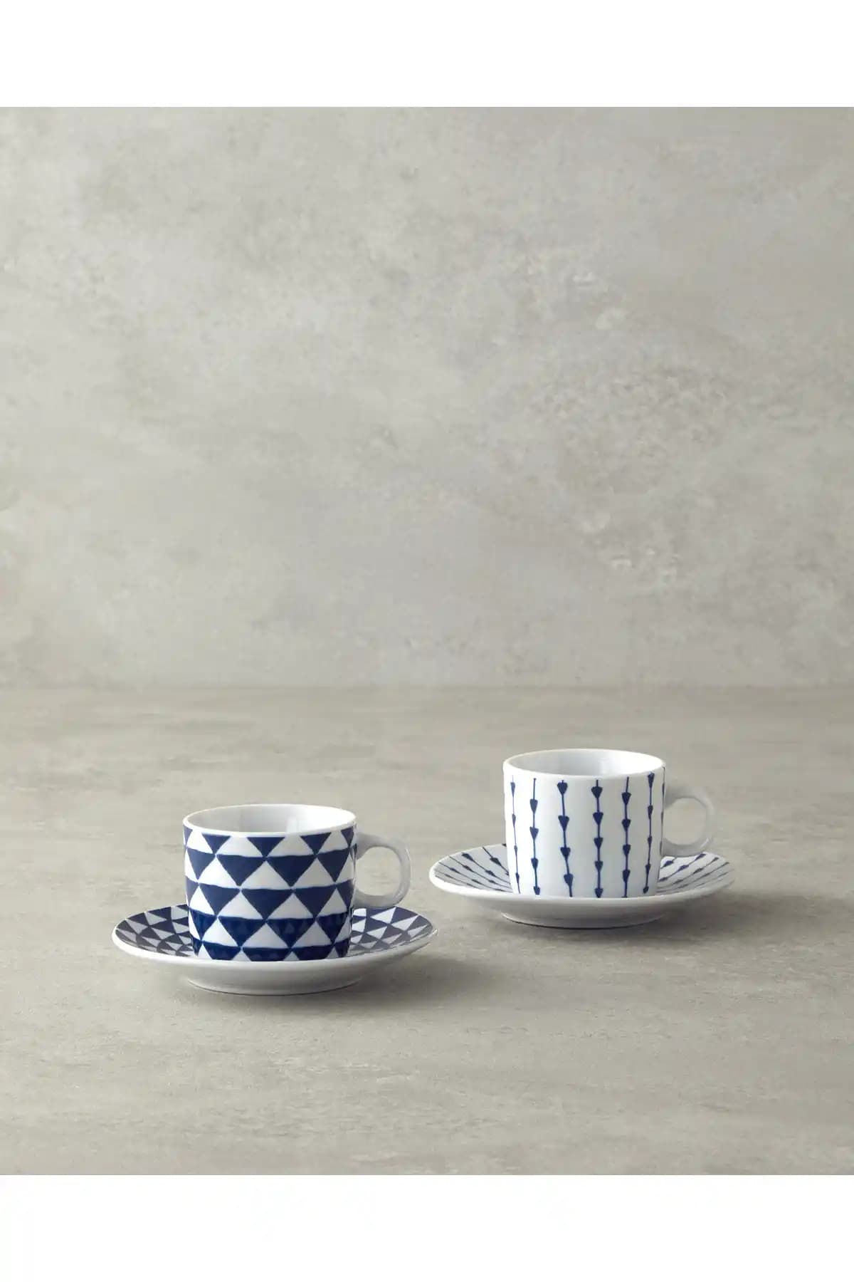 English Home Trin Porselen Kahve Fincan Takımı 2 Kişilik Lacivert Şık Tasarım