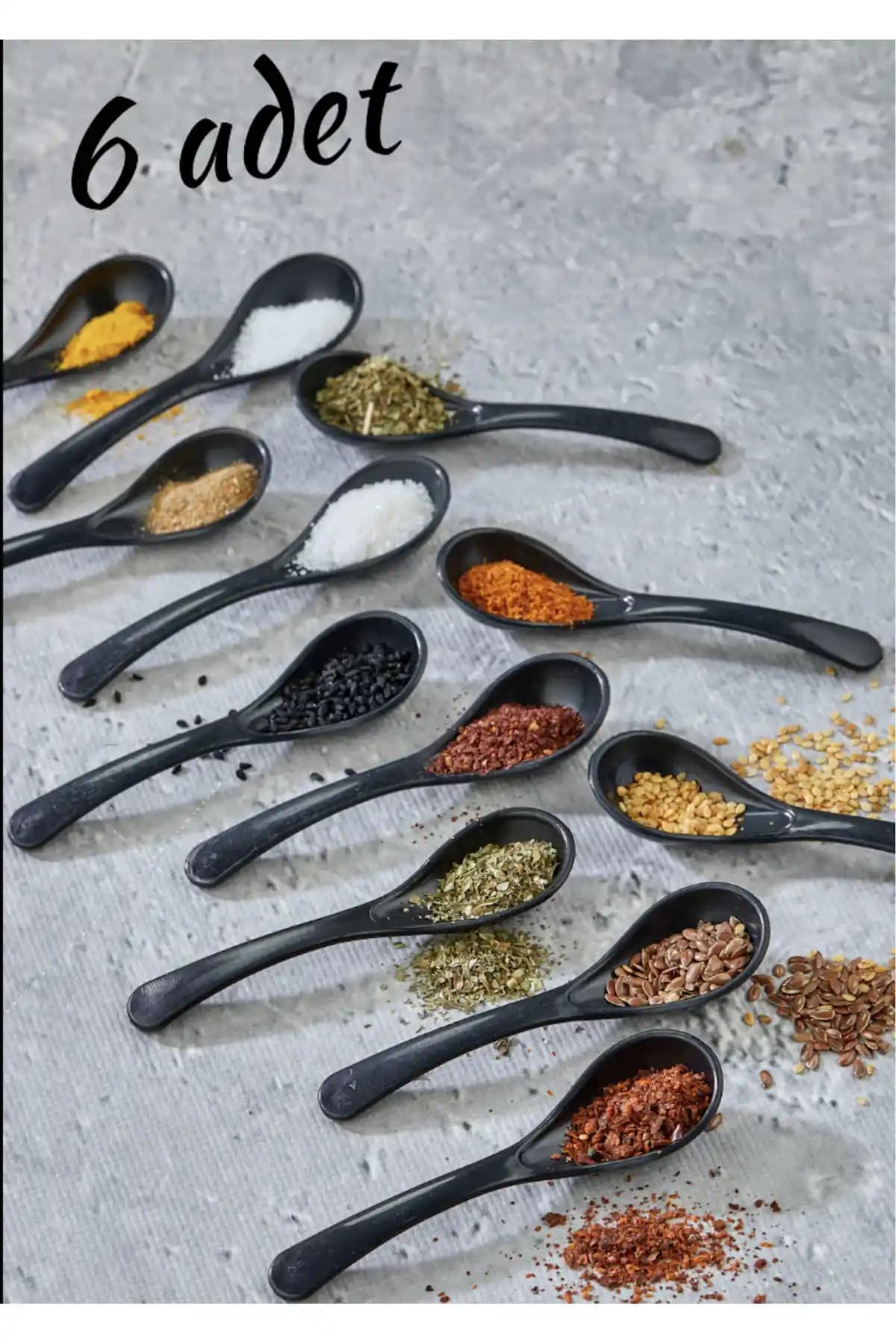 FBZhome 6'lı Siyah Servis ve Baharat Kaşığı Seti - Fonksiyonel ve Estetik Tasarım