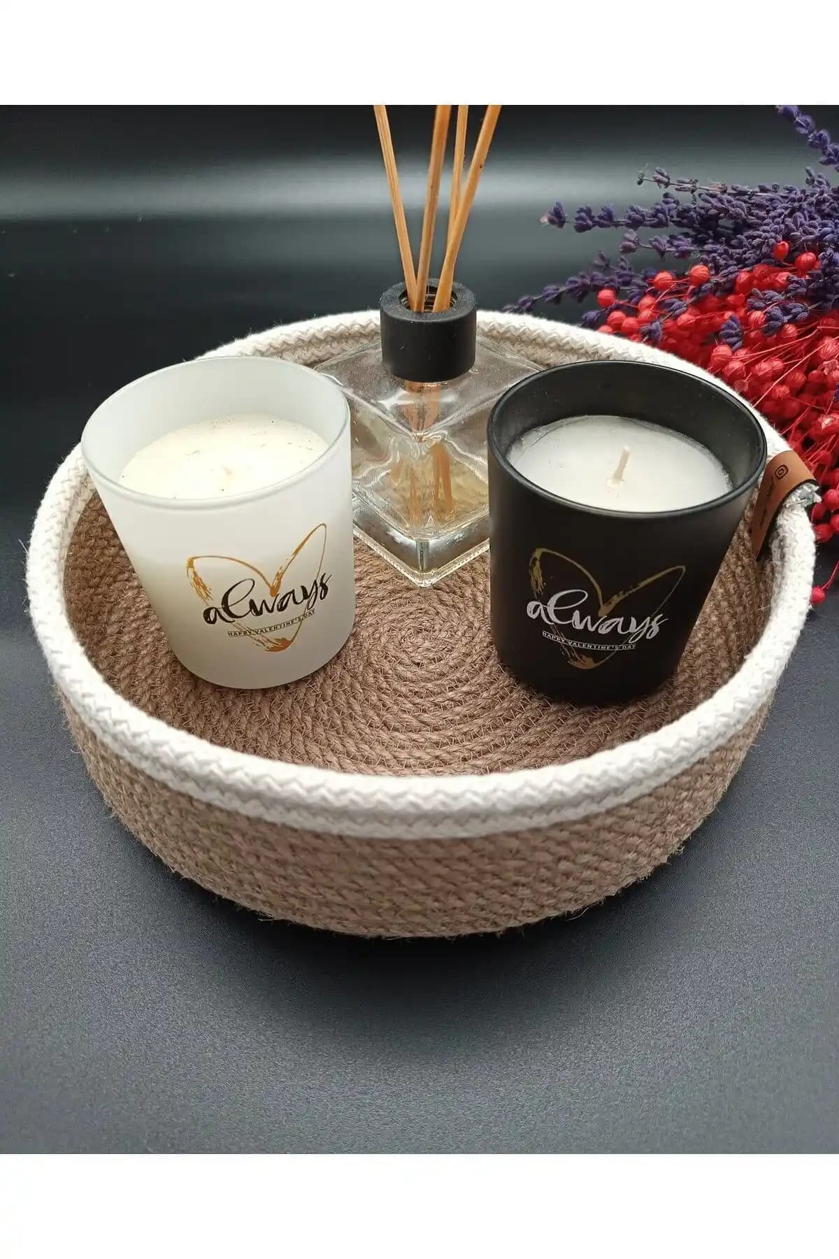 Genel Markalar Jadehome Hasır Dekoratif Sepet Düzenleyici 20x20 cm Plastik Tasarım