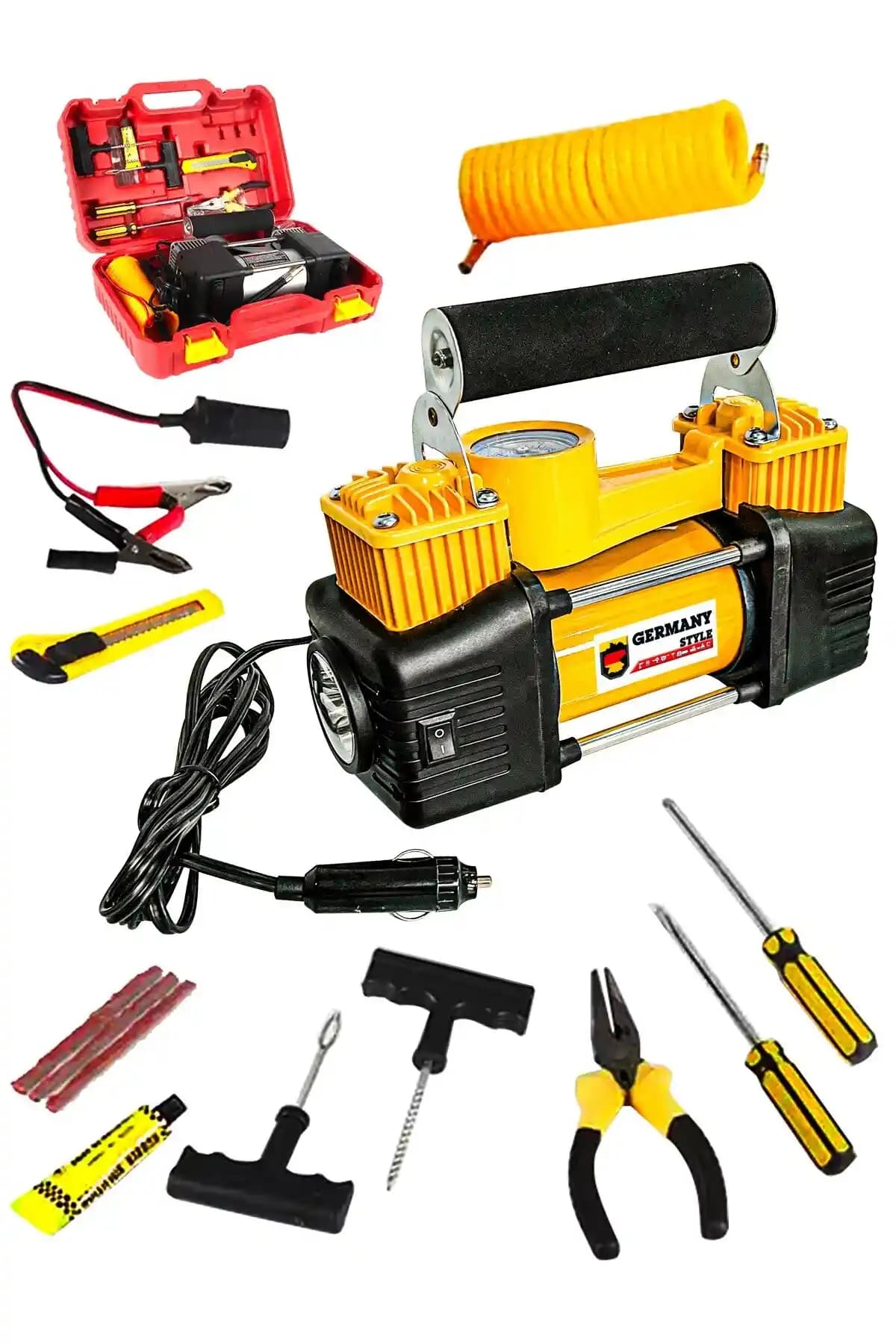 Germany Style Çift Pistonlu 12 V 150 Psi Kompresör ile Dayanıklı Lastik Şişirme Çözümü