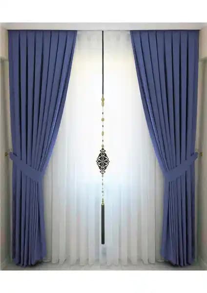 İ.D İpek Dokuma Indigo Mavisi ve Tül Evi Petek Kadife Fon Perde Karşılaştırması