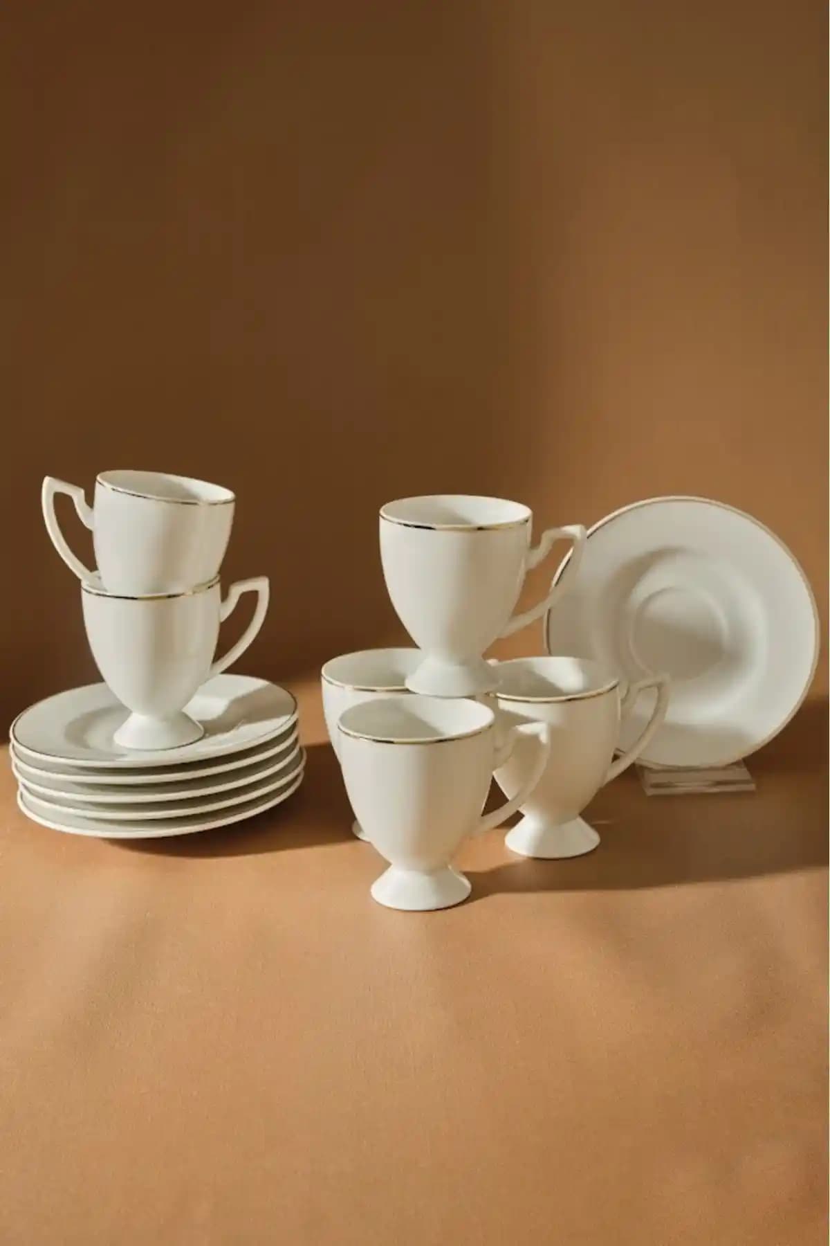 Karaca Boyoz 6 Kişilik 85 ml Klasik Gold Kahve Fincan Takımı Zarif Tasarım