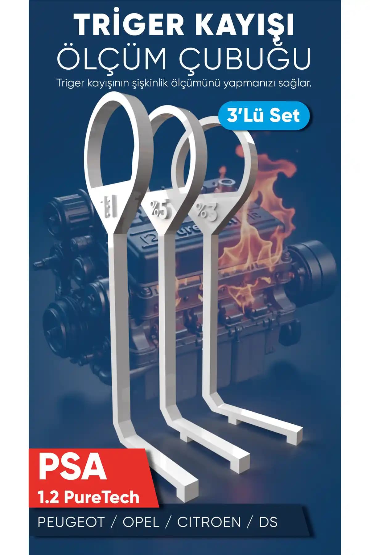 MooverPrint PSA Grubu Araçlar İçin 1.2 Puretech Triger Kayışı Ölçüm Çubuğu Seti