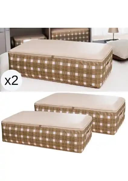 Nacarev Mega Boy Ekose Bej ve Büyük Boy Çizgi Desen Antrasit Baza Altı Hurç Karşılaştırması