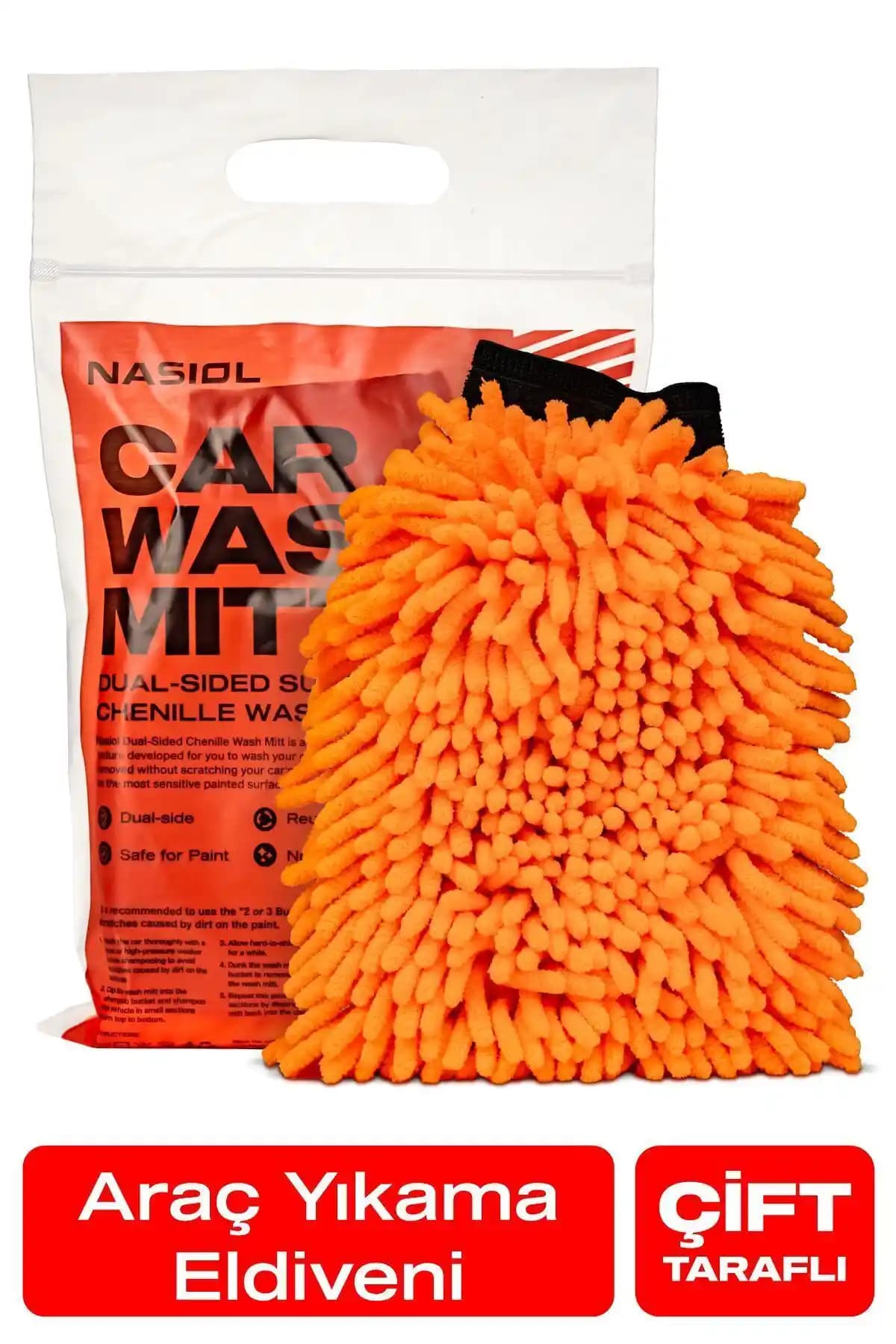 Nasiol Çift Taraflı Mikrofiber Peluş Araç Yıkama Eldiveni ile Hassas ve Etkili Temizlik