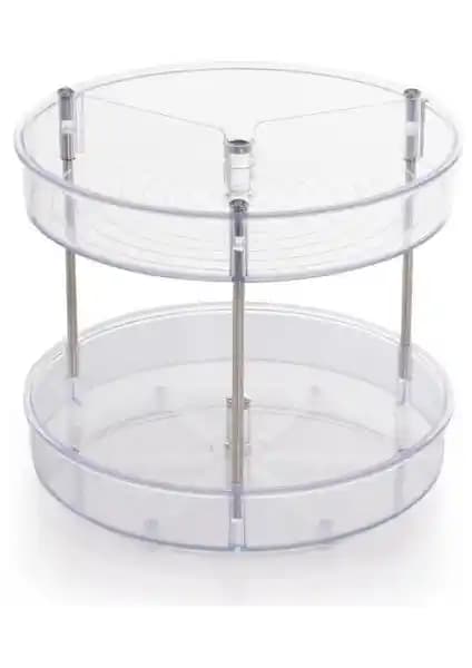 Primanova Elpida Şeffaf İki Katlı Döner Raf ile Modern ve Fonksiyonel Depolama Çözümü