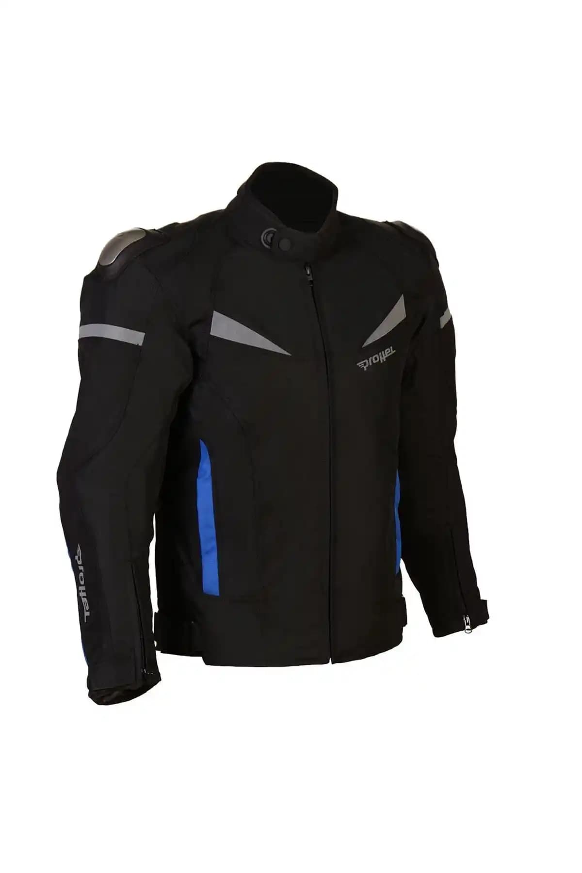 Prohel Erkek Mavi Desenli Siyah Colombia Kışlık Motosiklet Montu Konfor ve Koruma